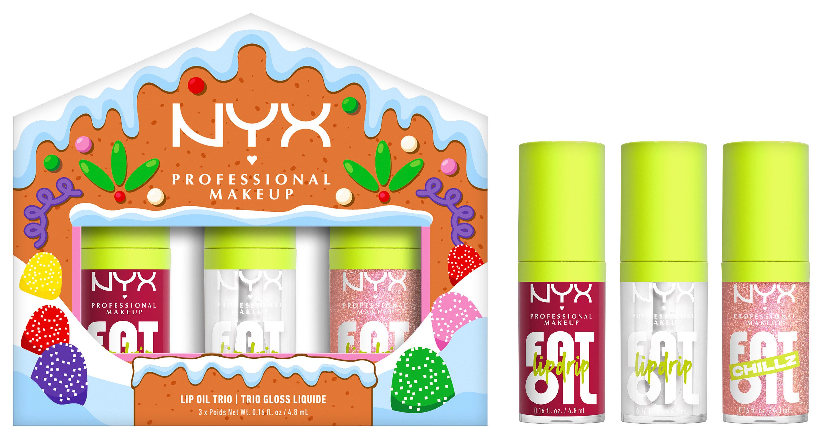 NYX PROFESSIONAL MAKEUP Lipgloss HOLIDAY 2025 FAT OIL TRIO KIT, mit 3 Fat Oil Lip Drip Lipgloss