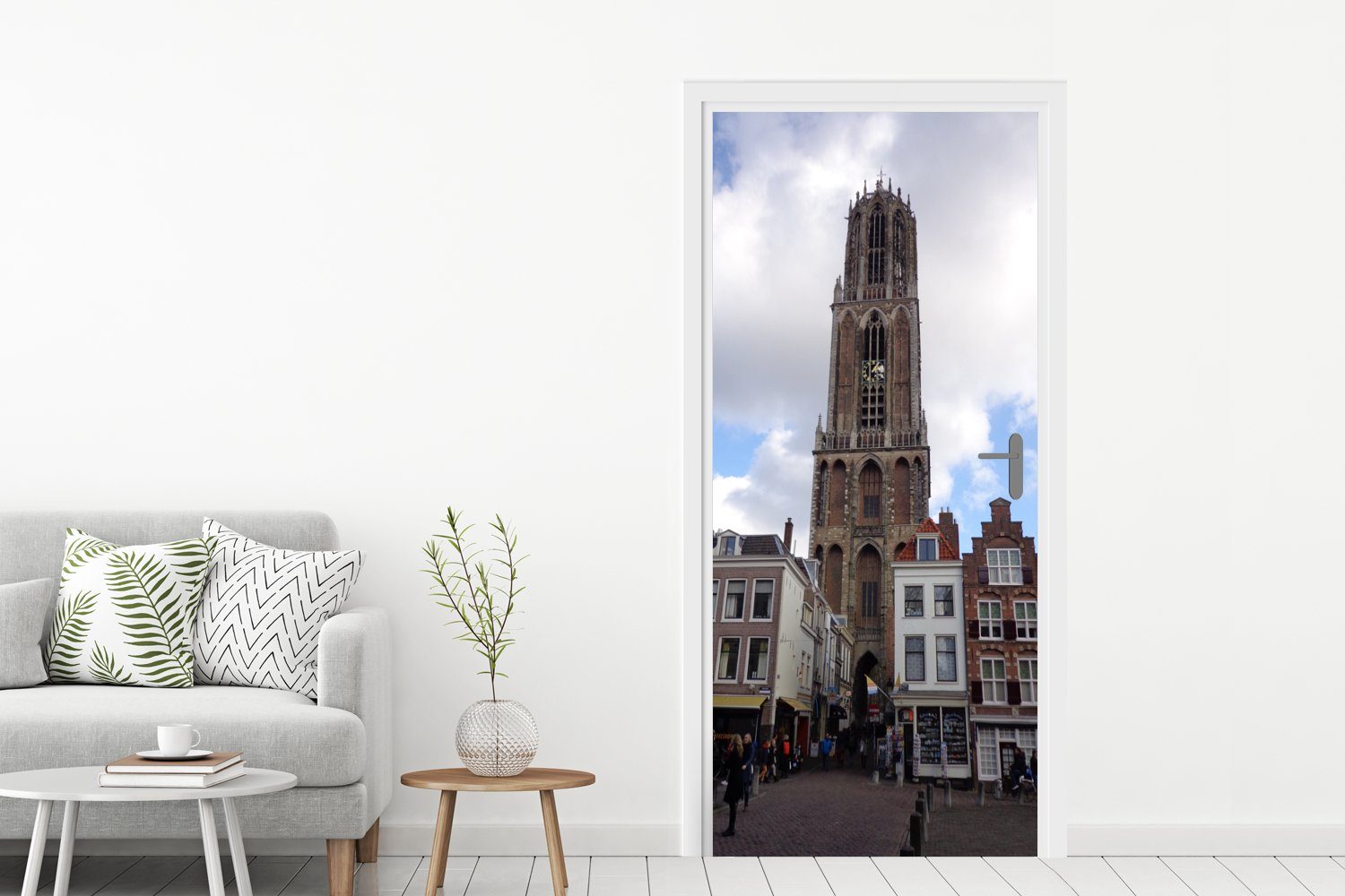 Türtapete MuchoWow Utrecht Fototapete - (1 Matt, cm Domturm Türaufkleber, - St), Tür, Wolken, für bedruckt, 75x205