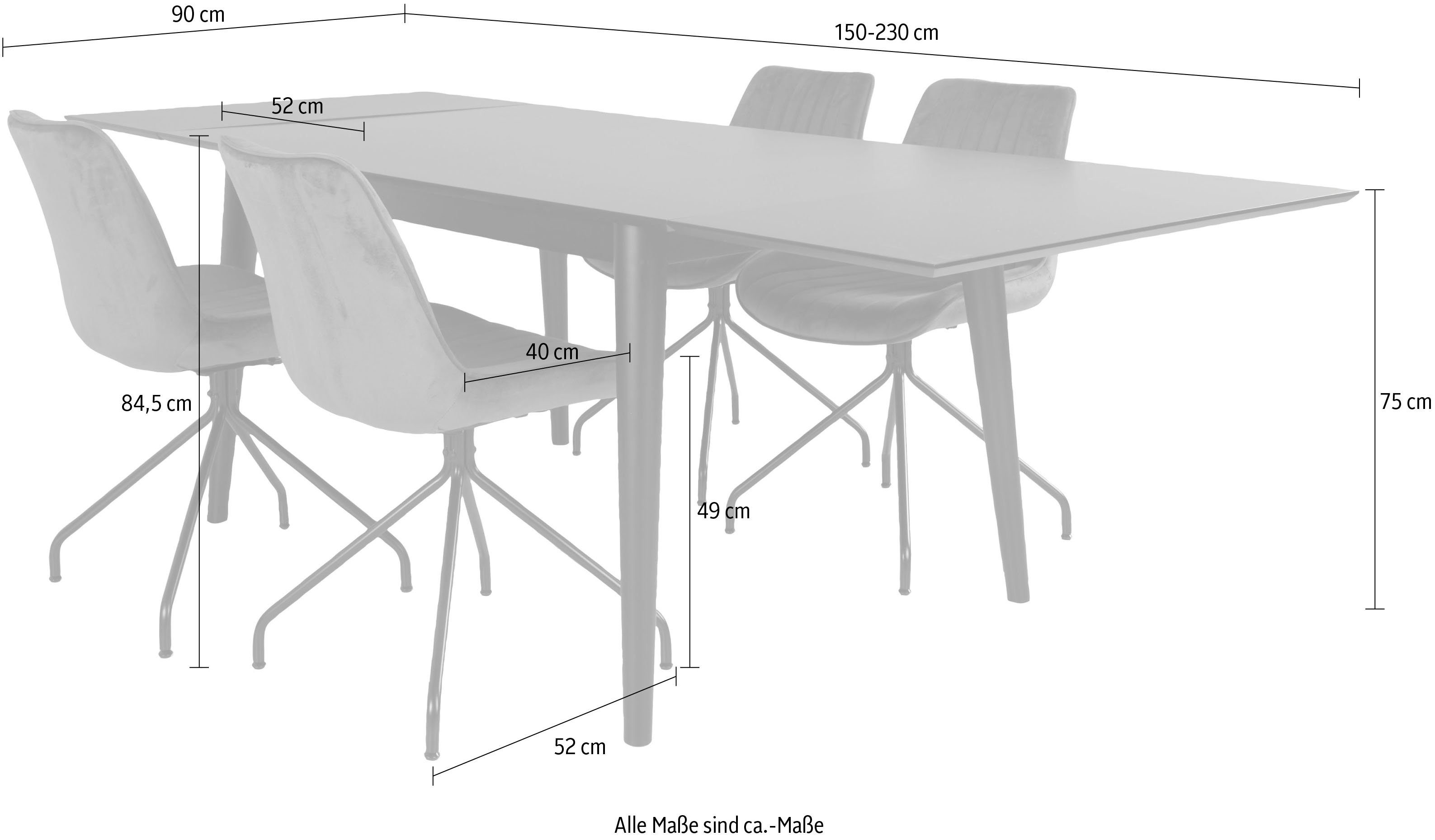 Homexperts Essgruppe Odense, (Set, schwarz/weiß mit Tisch ausziehbarem 5-tlg)