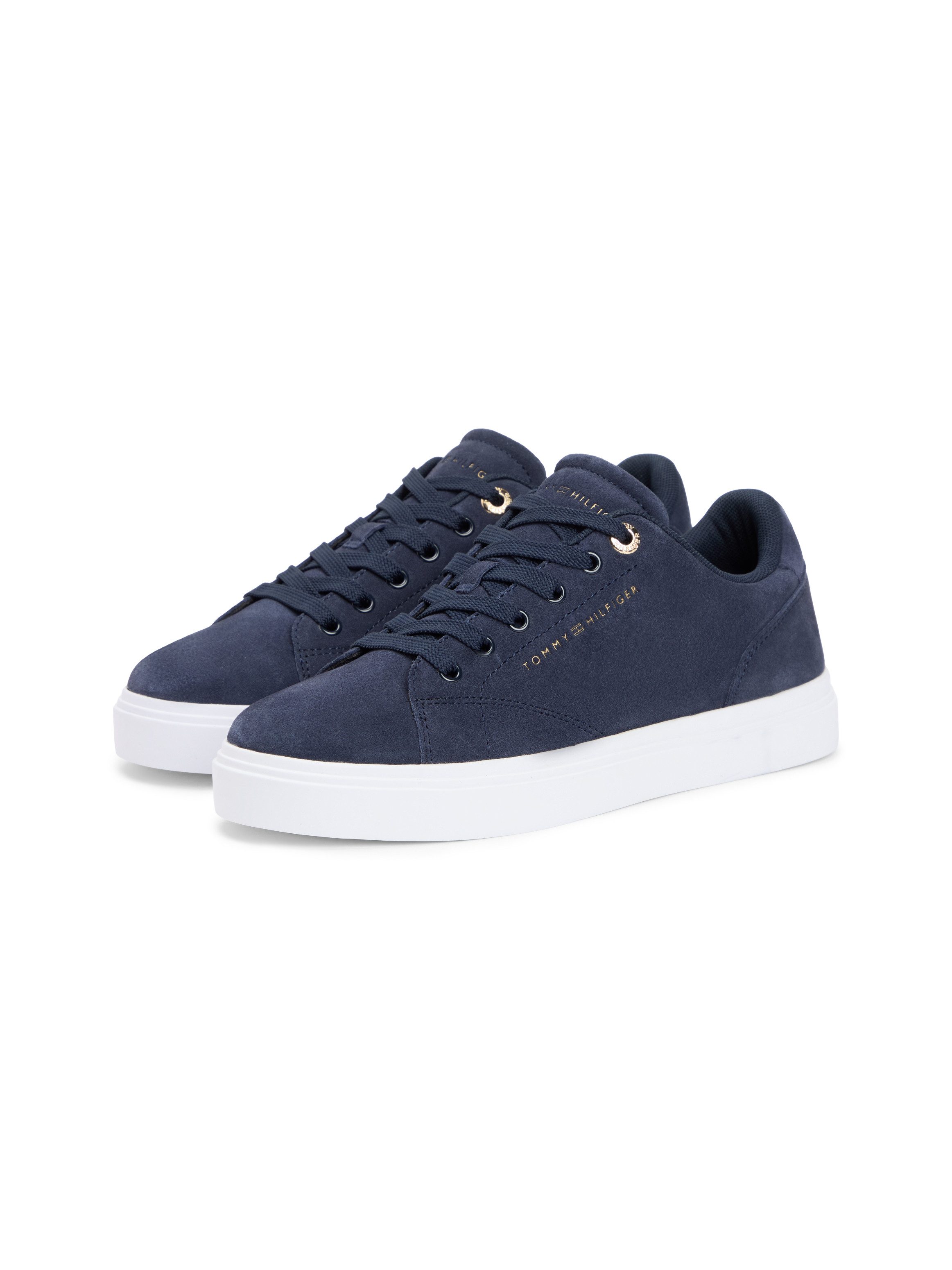 Tommy Hilfiger TH FEMININE CUPSOLE SUEDE Plateausneaker Freizeitschuh, Halbschuh, Schnürer mit Logoschriftzügen