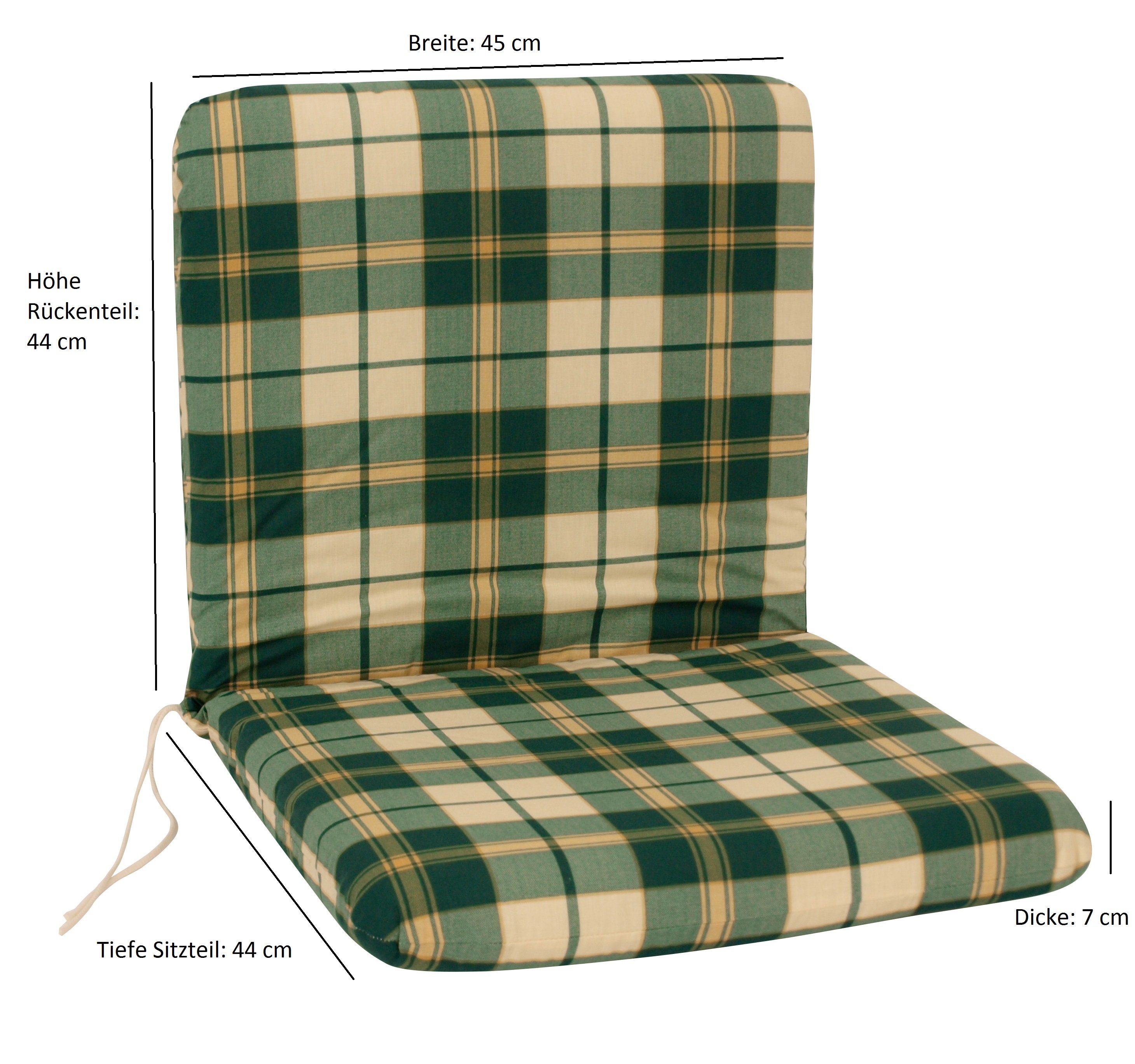 DEGAMO Sesselauflage grün/beige 45x88cm, St), kariert (1 BOSTON