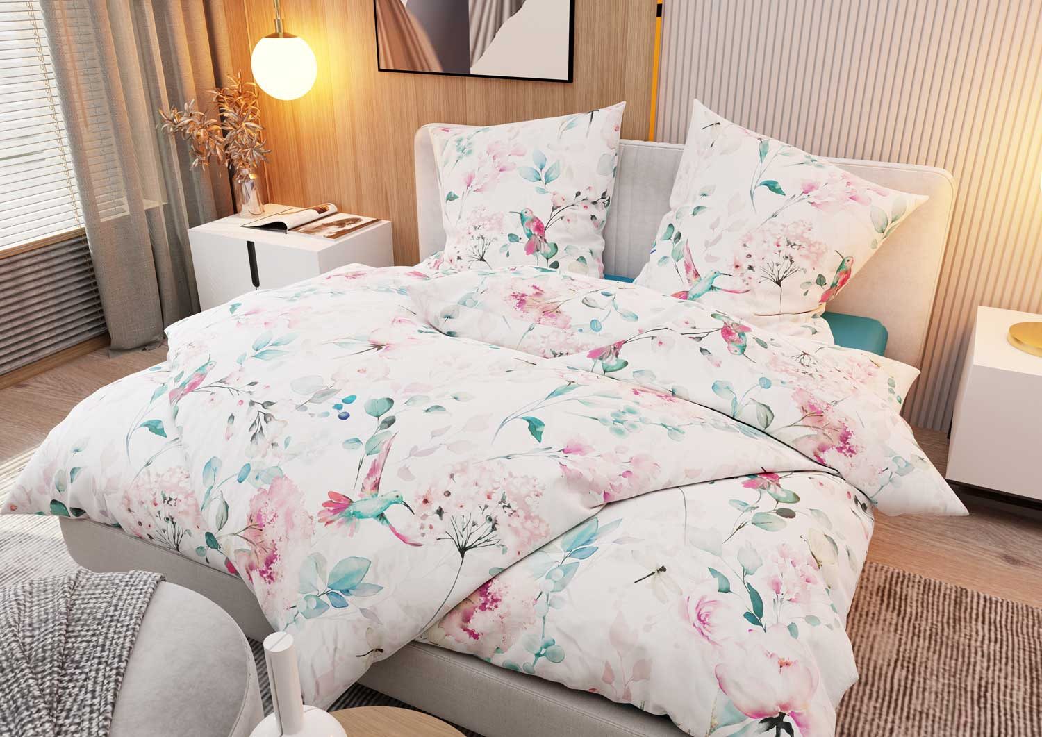 BETTWAESCHE-MIT-STIL Bettwäsche Mako Satin Bettwäsche Kolibri günstig online kaufen