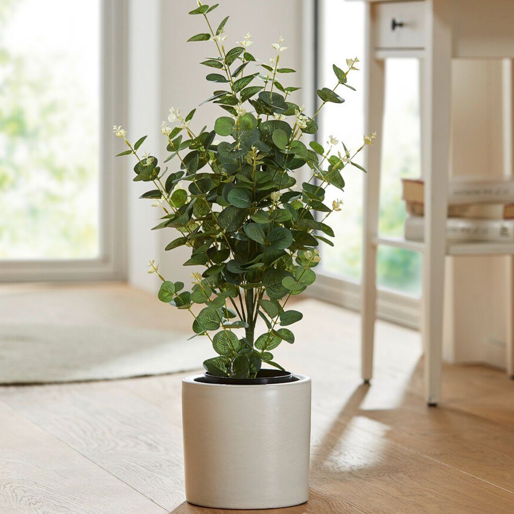 65 Zimmerpflanze Topfpflanze cm 65 Deko H, Home-trends24.de, Höhe Kunstpflanze Pflanze Künstliche Zimmerpflanze Eukalyptus