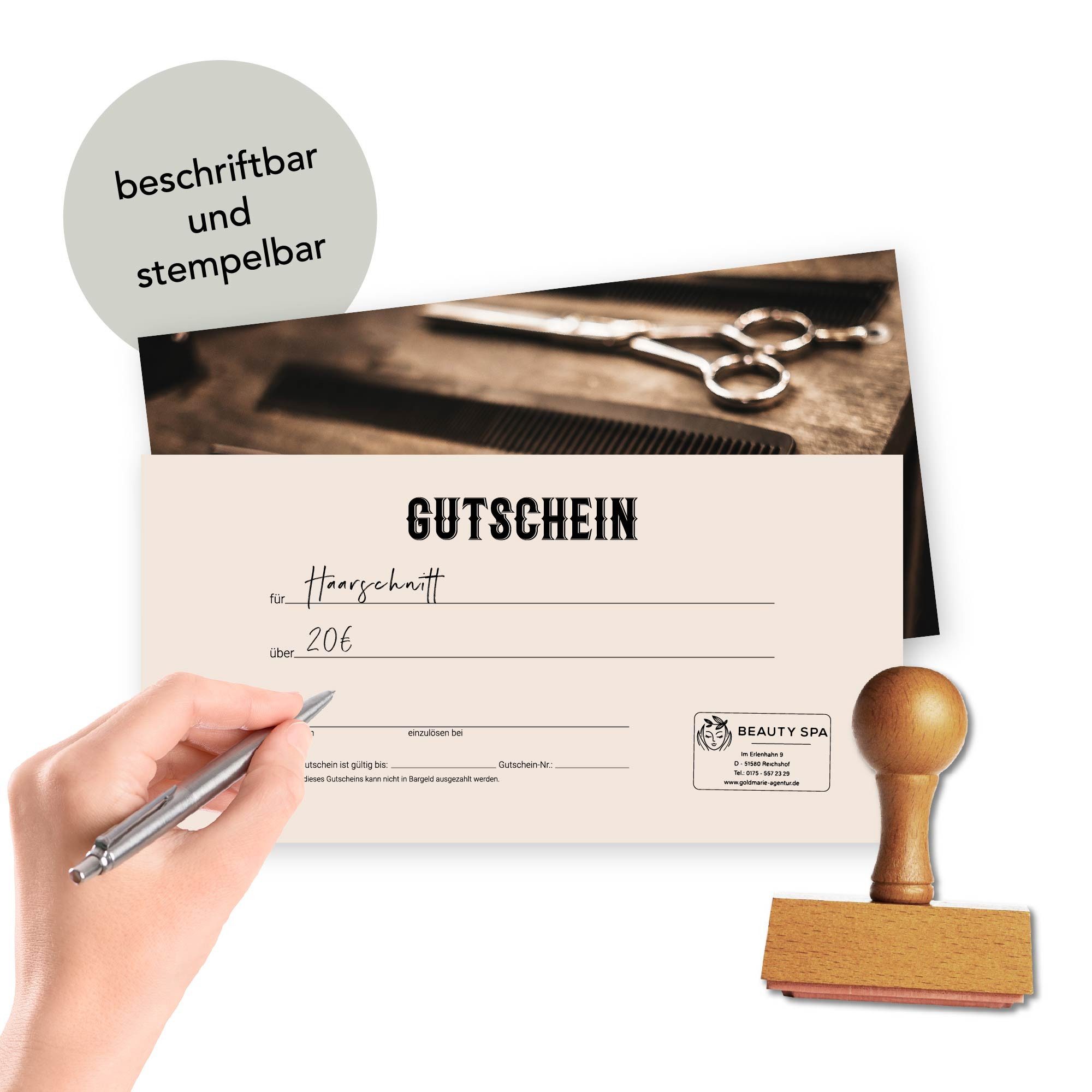 cosmeticPlus Geschenkkarte 50 Gutscheinkarten für Frisöre, Barber und Styling zum Verkaufen