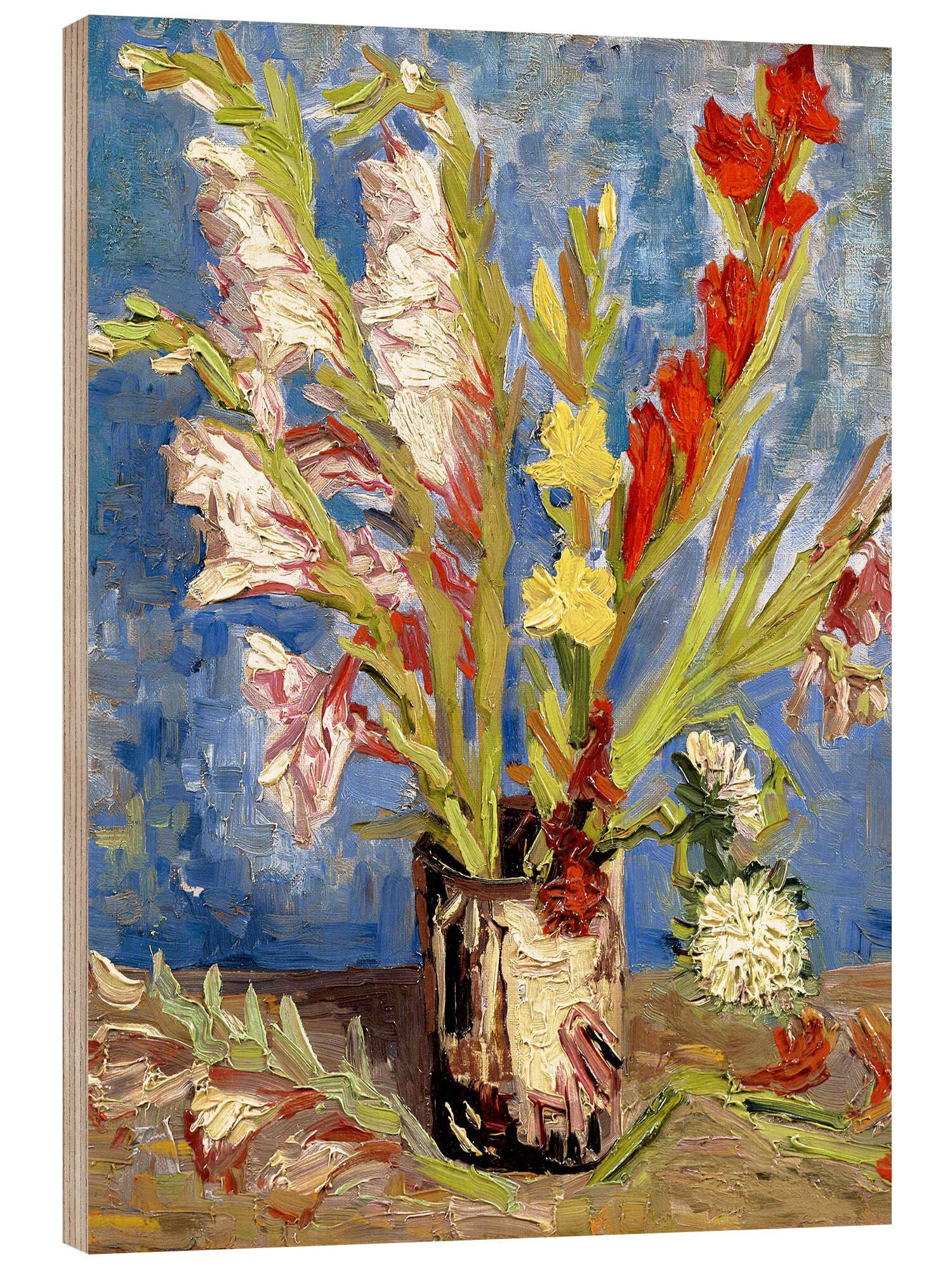 Posterlounge Wandbild Vase mit Gladiolen und China Astern, Vincent van Gogh, erhältlich als Poster, Leinwandbild, Wandsticker oder Acrylglasbild
