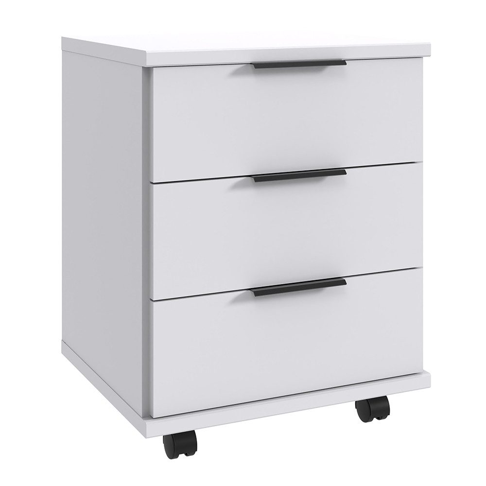 Lomadox Rollcontainer NOLI-43, weiß 3 Schubladen Rollen 46x58x40 cm