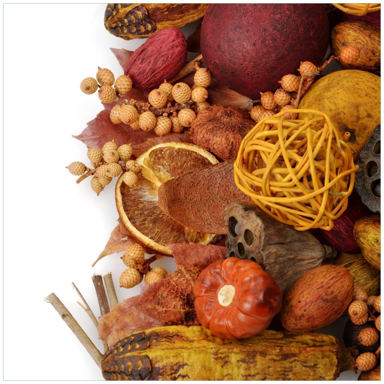 Wallario Tischplatte Herbststimmung - Trockenfrüchte, Nüsse und Samen - Herbstdeko (1 St), für Ikea Lack Tisch geeignet