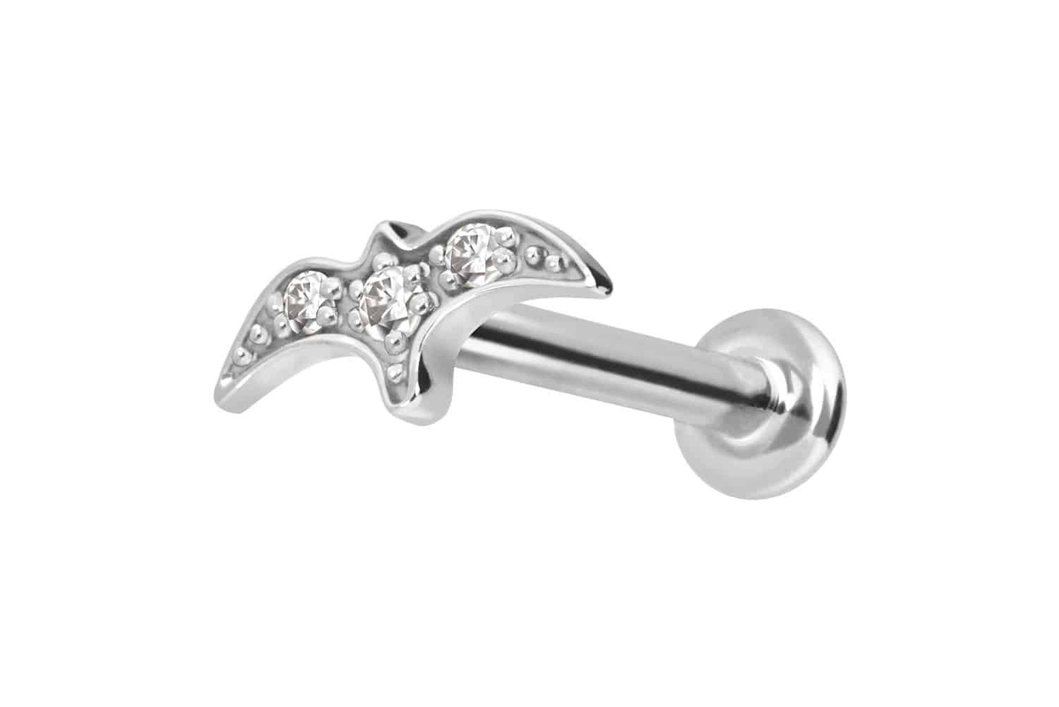 PIERCINGLINE Piercing-Set 14 Karat Gold Labret mit Push Fit MOISSANIT-SCHWALBE (Labrets, 1-tlg)