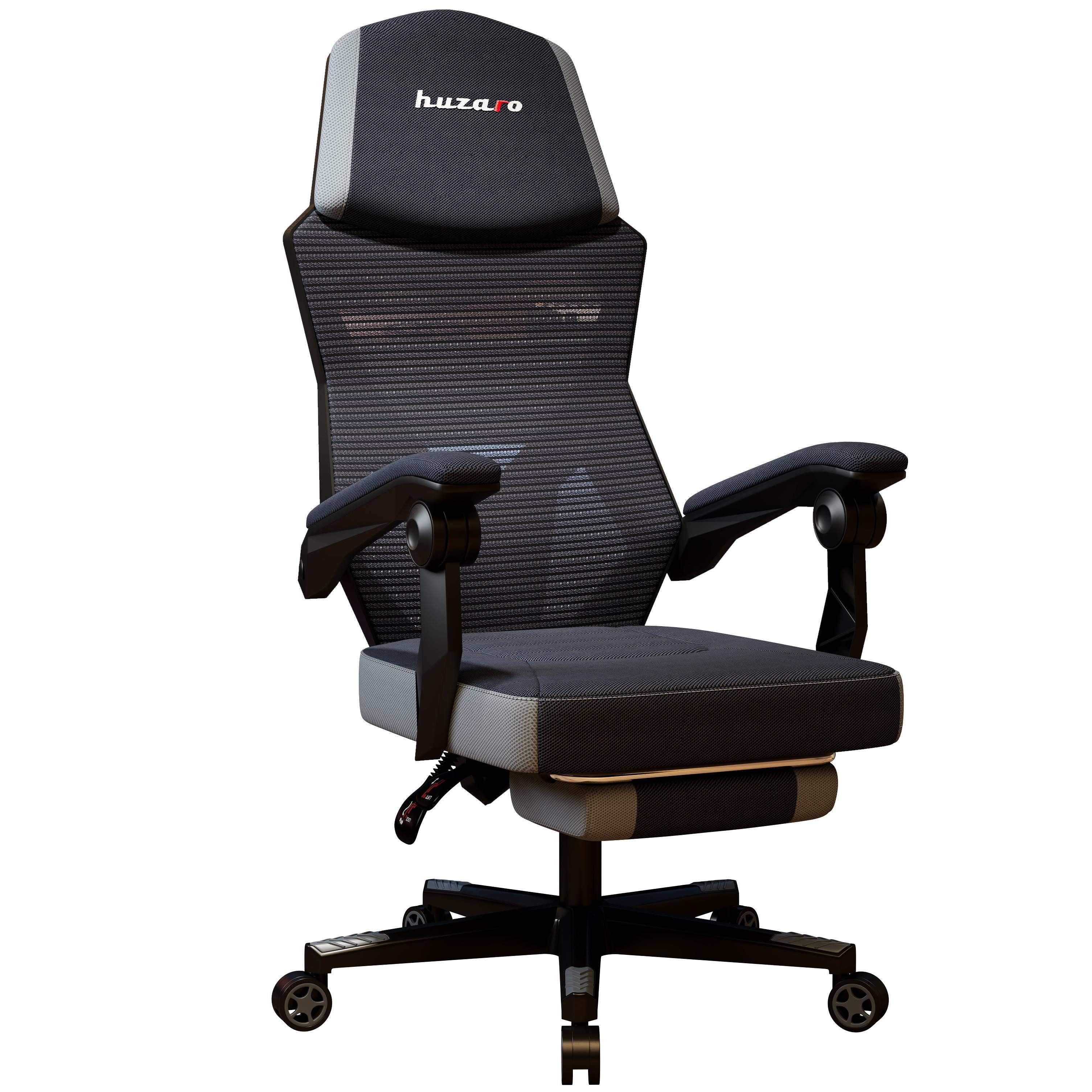 Huracan Gaming-Stuhl Gaming Stuhl Stoff Gaming Chair Ergonomisch Bürostuh PC Stuhl (mit Fußstütze 90-135° Rückenlehne einstellbar), 150kg Belastbarkeit, Verstellbarer und Drehbarer Schreibtischstuh