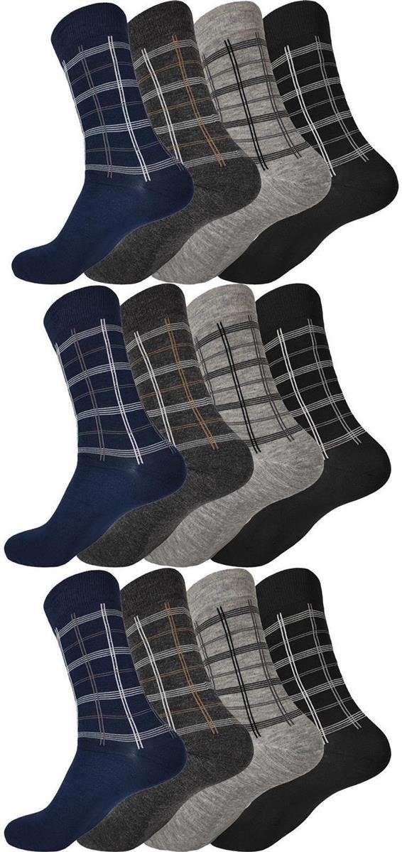 EloModa Basicsocken 12 Paar Herren Socken Muster klassischer Form Freizeit Sport (12-Paar) 12 Paar, Mix4
