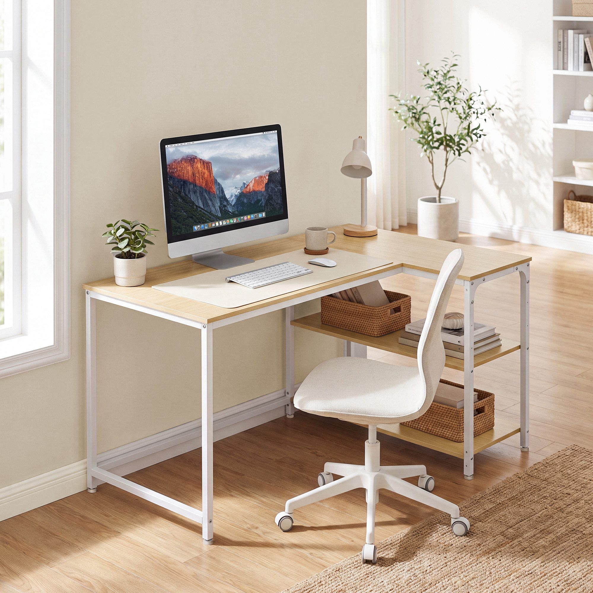VASAGLE Schreibtisch Eckschreibtisch in L-Form, Computertisch mit Stauraum, 110 x 80 x 76 cm, Schreibtisch, L-Form Gamer Ecktisch, für Home Office – Bild 3 von 5