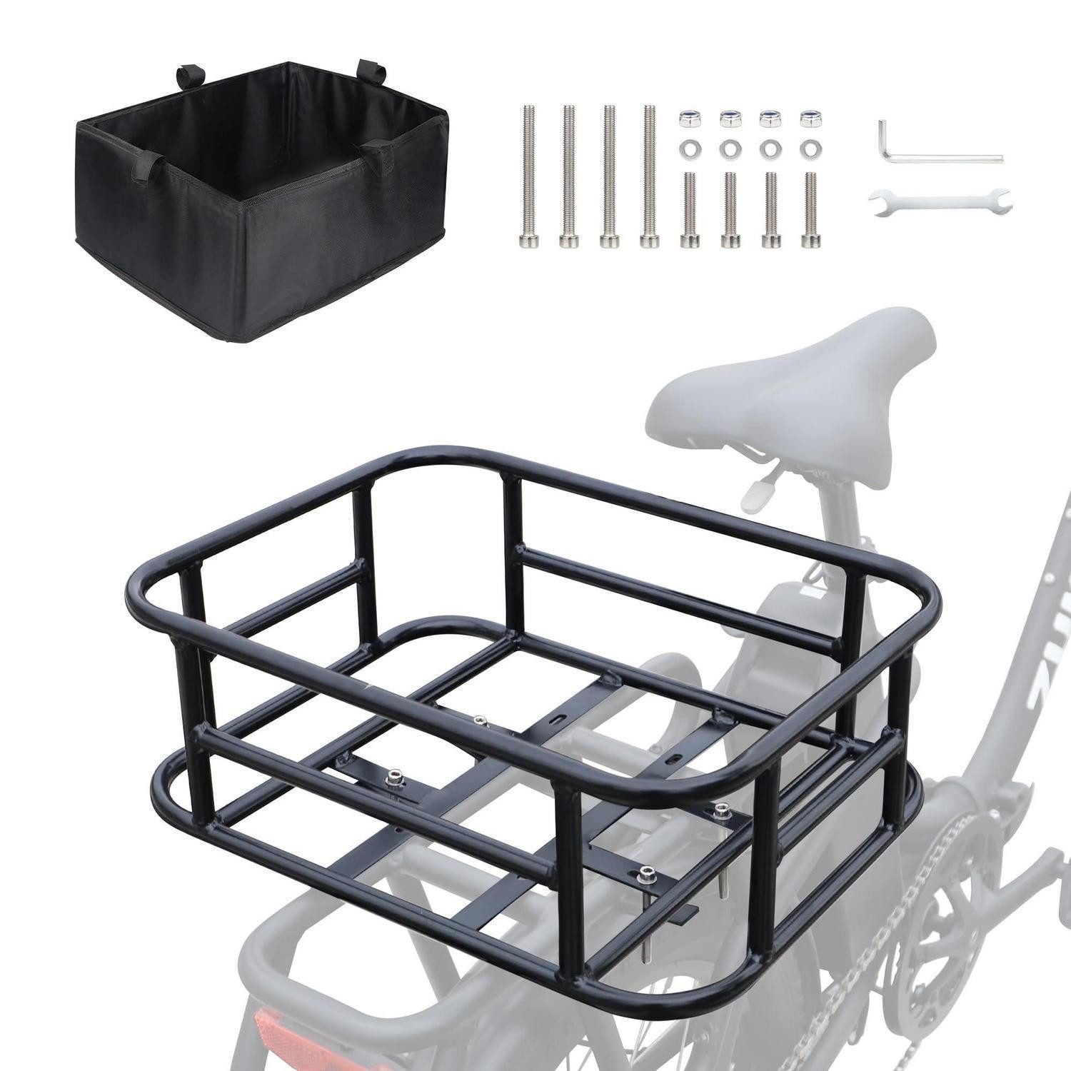 LuxusKollektion Fahrrad-Gepäckträger Fahrradkorb Hinten E-Bike 43x32x15cm mit Liner