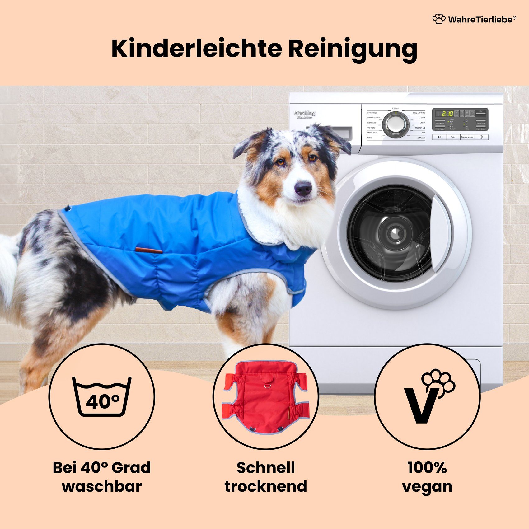 Wahre Tierliebe Hundejacke - Atmungsaktiver Mantel, Premium Winterjacke - Kälteschutz -25 Grad, Verschiedene Größen und Farben, extra warm dank fleece Füllung