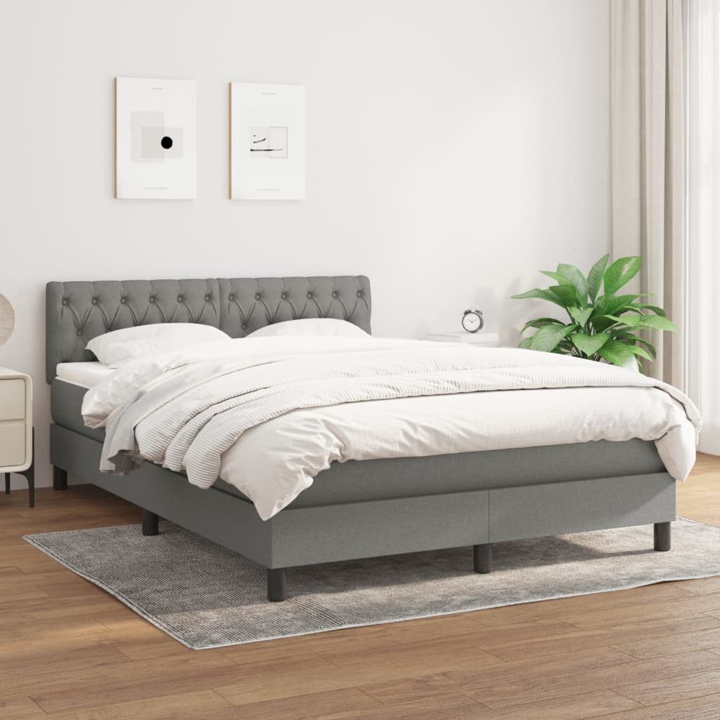 Bett Boxspringbett Dunkelgrau 203x144x78/88 cm mit Taschenfederkernmatratze