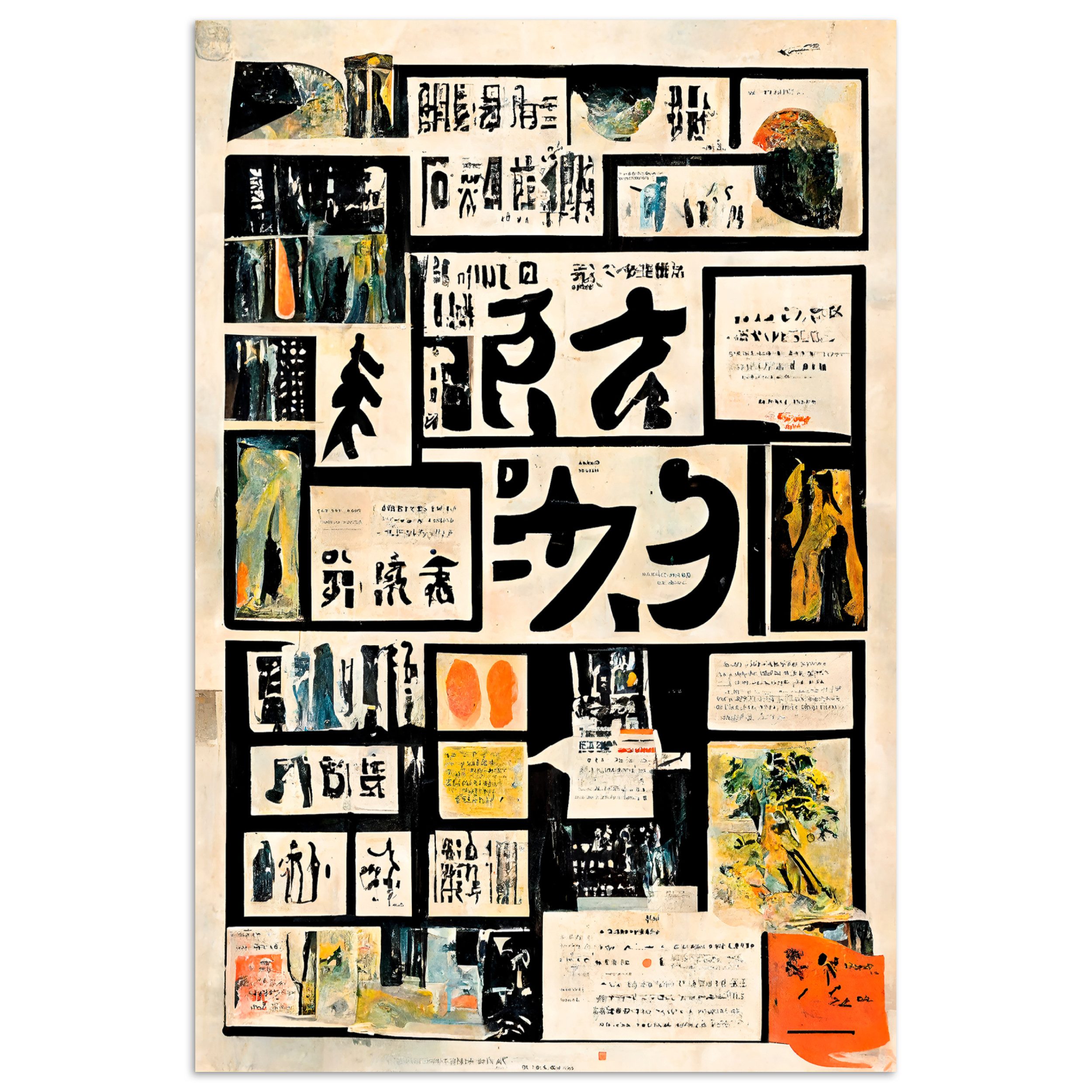 MuchoWow Poster Japan - Zeitung - Vintage - Zitat, (1 St), Poster ohne Rahmen, Wandbild, Wandposter, 20x30 cm