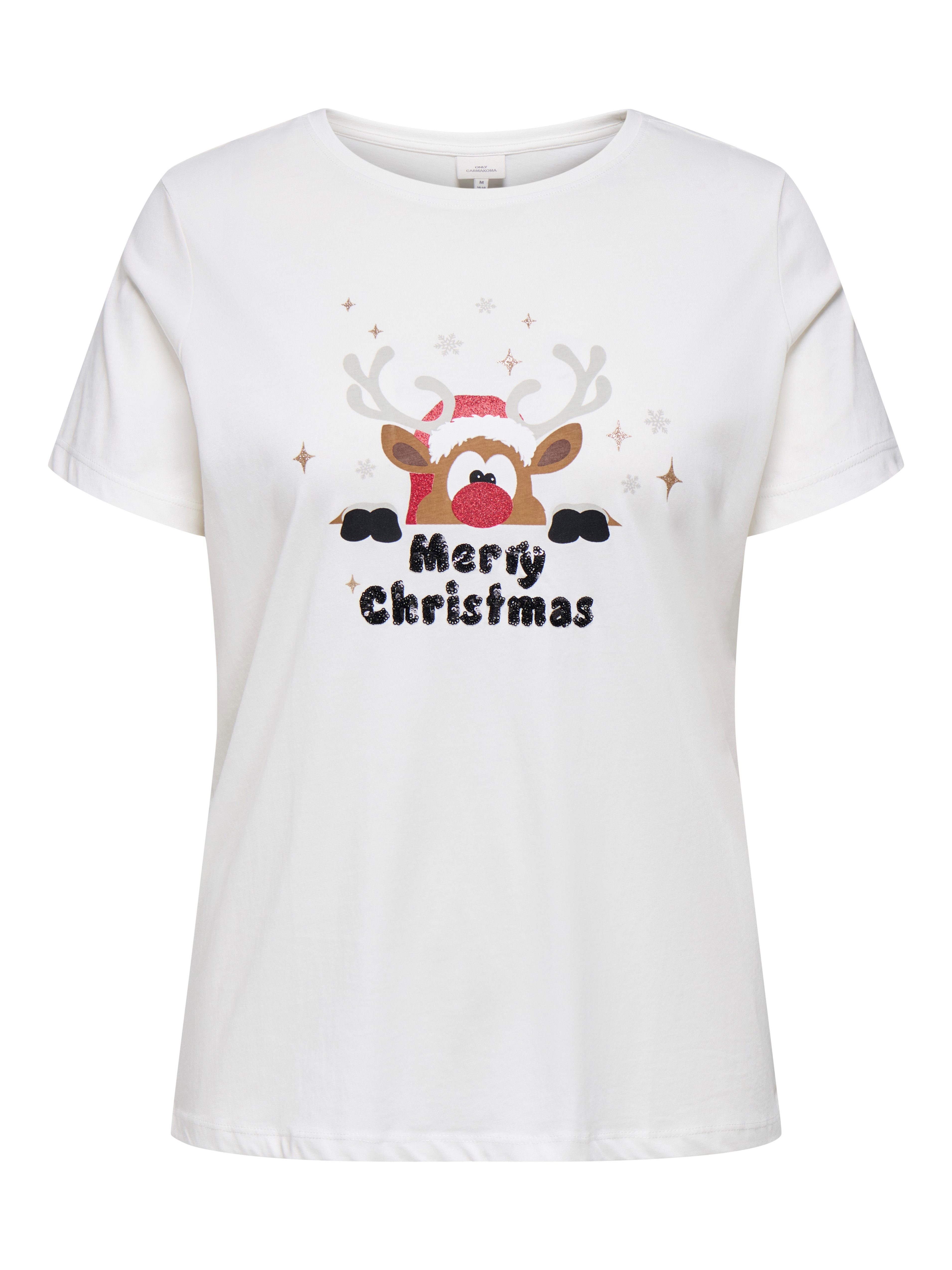 ONLY CARMAKOMA Kurzarmshirt CARXMAS HOLIDAY O-NECK günstig online kaufen