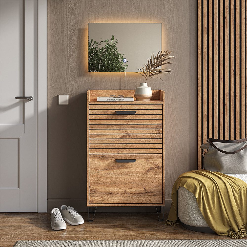 Vicco Garderoben-Set Amber, Eiche Wotan, 59.8 x 100 cm 2 Teile, (2-St)