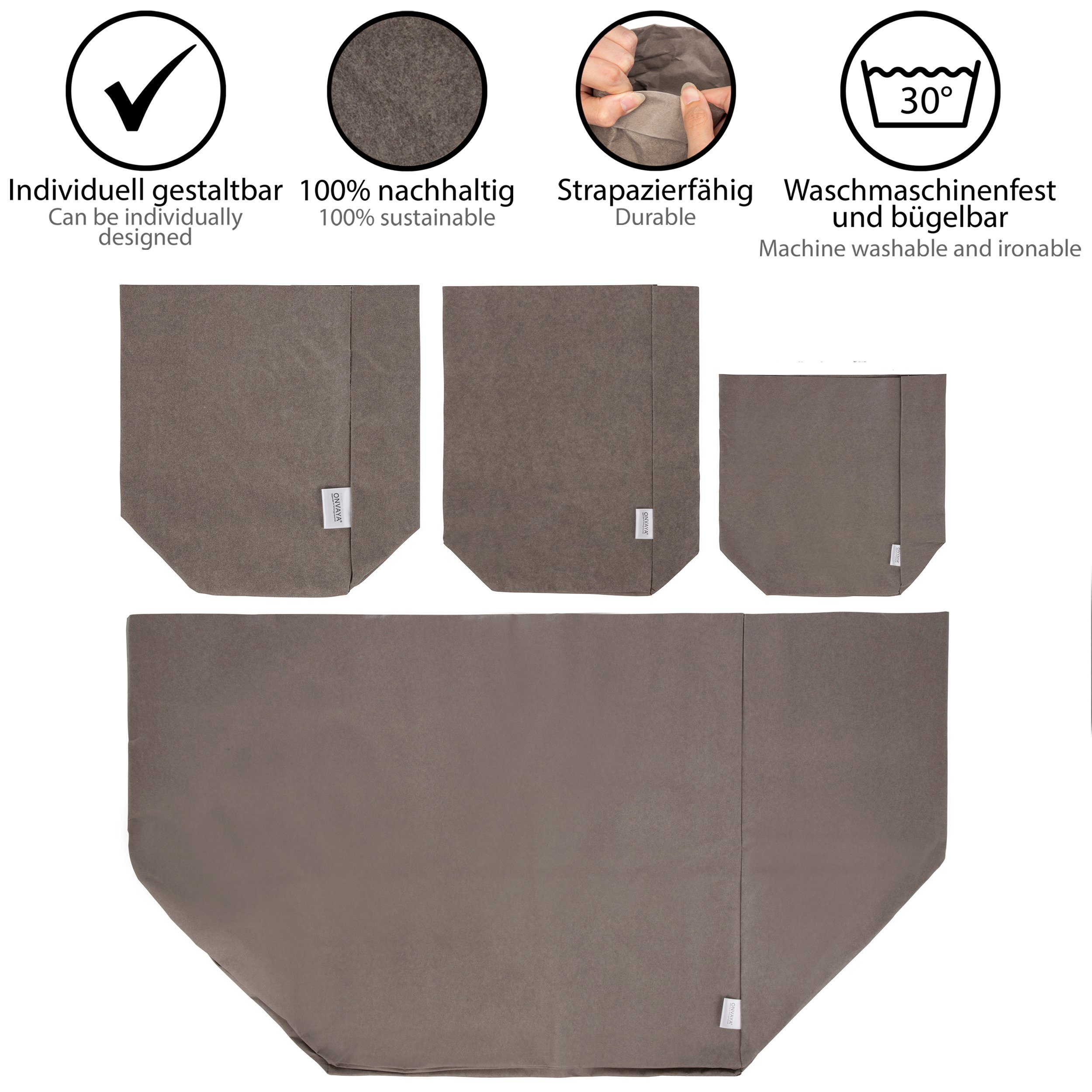 ONVAYA Aufbewahrungskorb Grau, Krempelbox, Dekobox, Geschenkbox waschbar