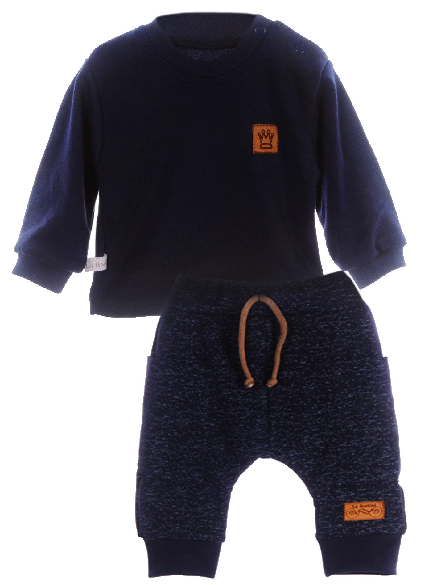 La Bortini Jogginganzug Baby Anzug Langarmshirt und Hose Erstlingsanzug in Blau, Erstlingsanzug, neutral, 50 56 62 68 74 80