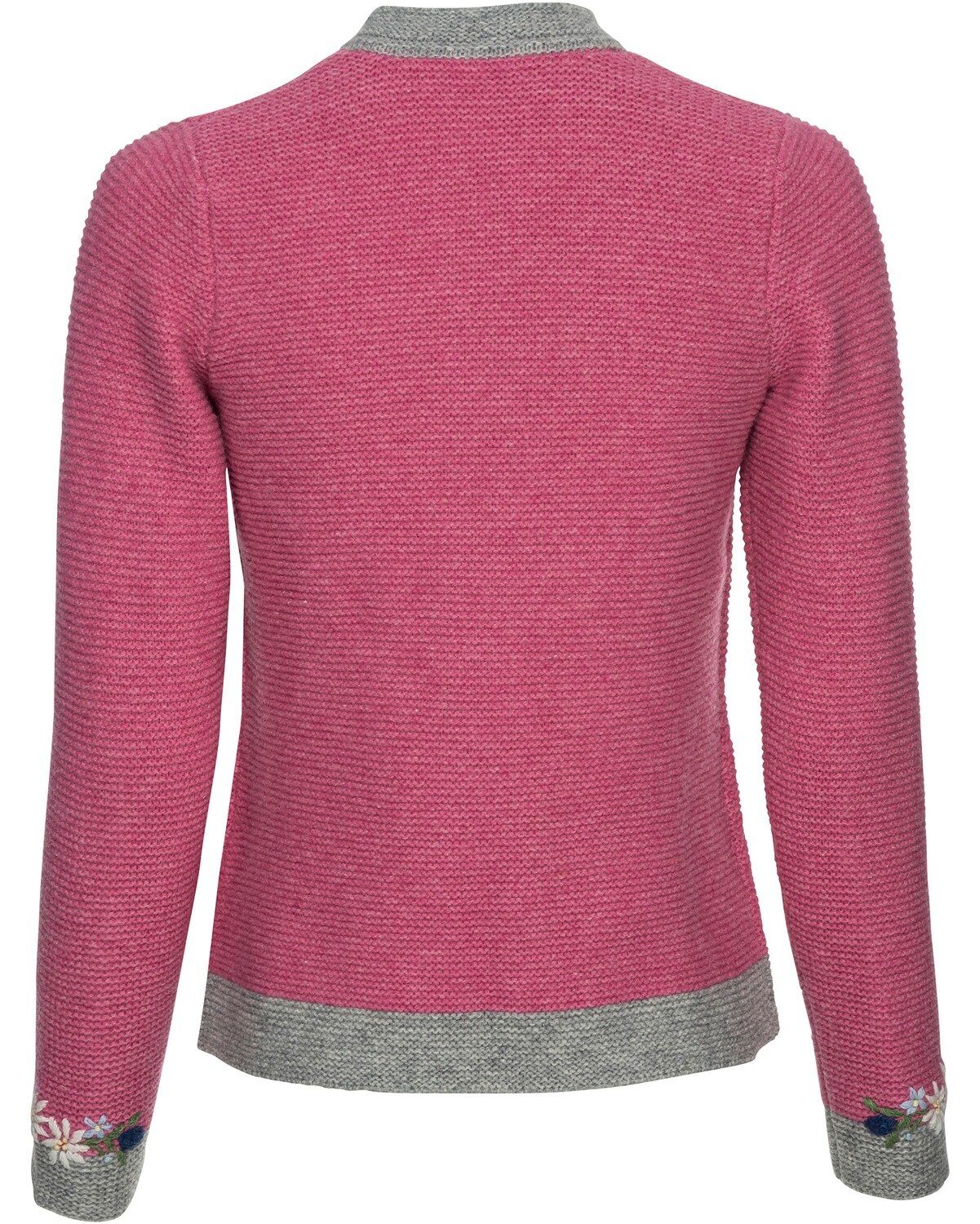 Strickjacke Steindl Linksstrickjacke Blümchen Luis mit Rose/Grau