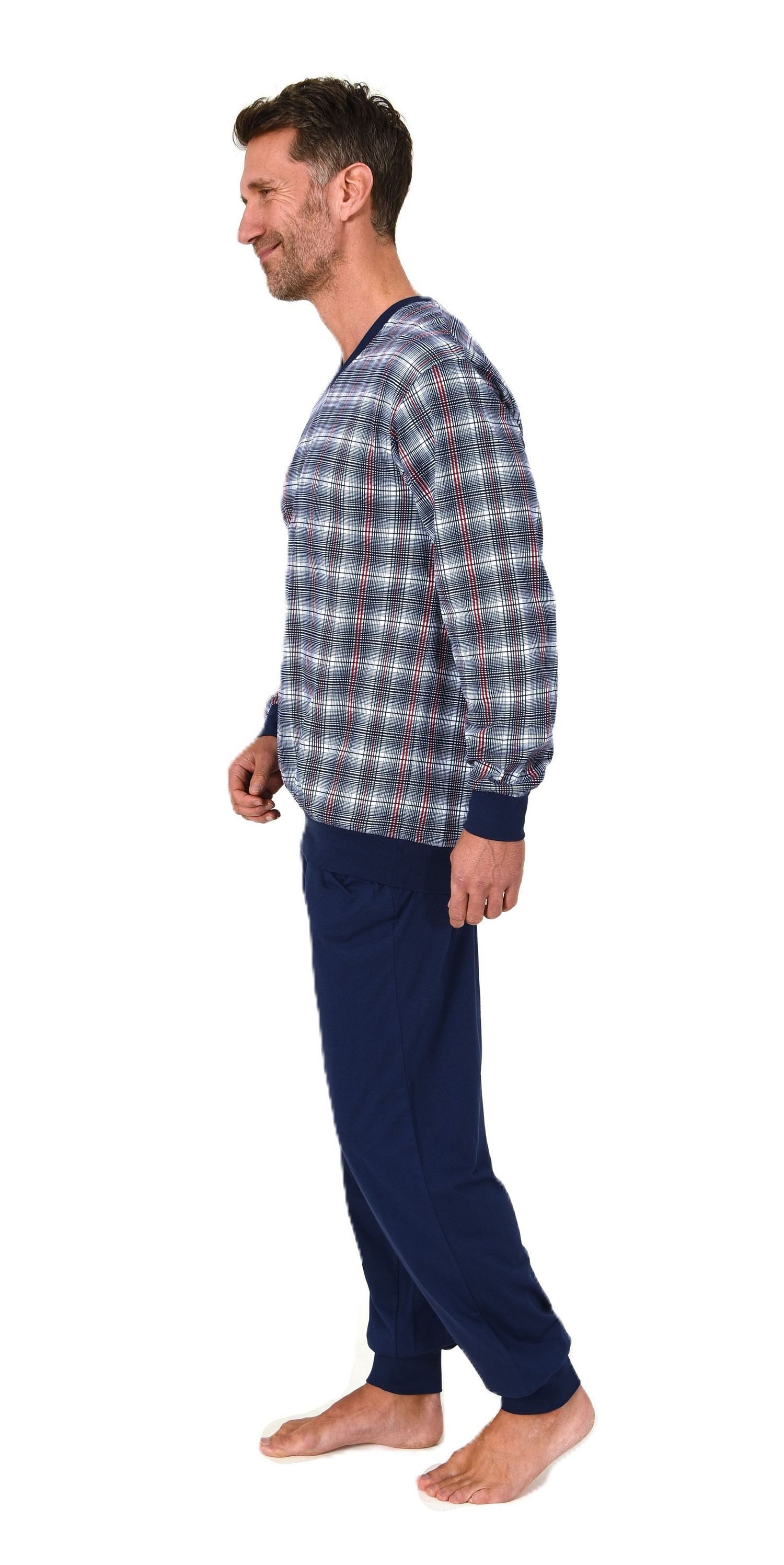 Normann Pyjama Normann Herren langarm Schlafanzug mit Bündchen – auch in Üb günstig online kaufen