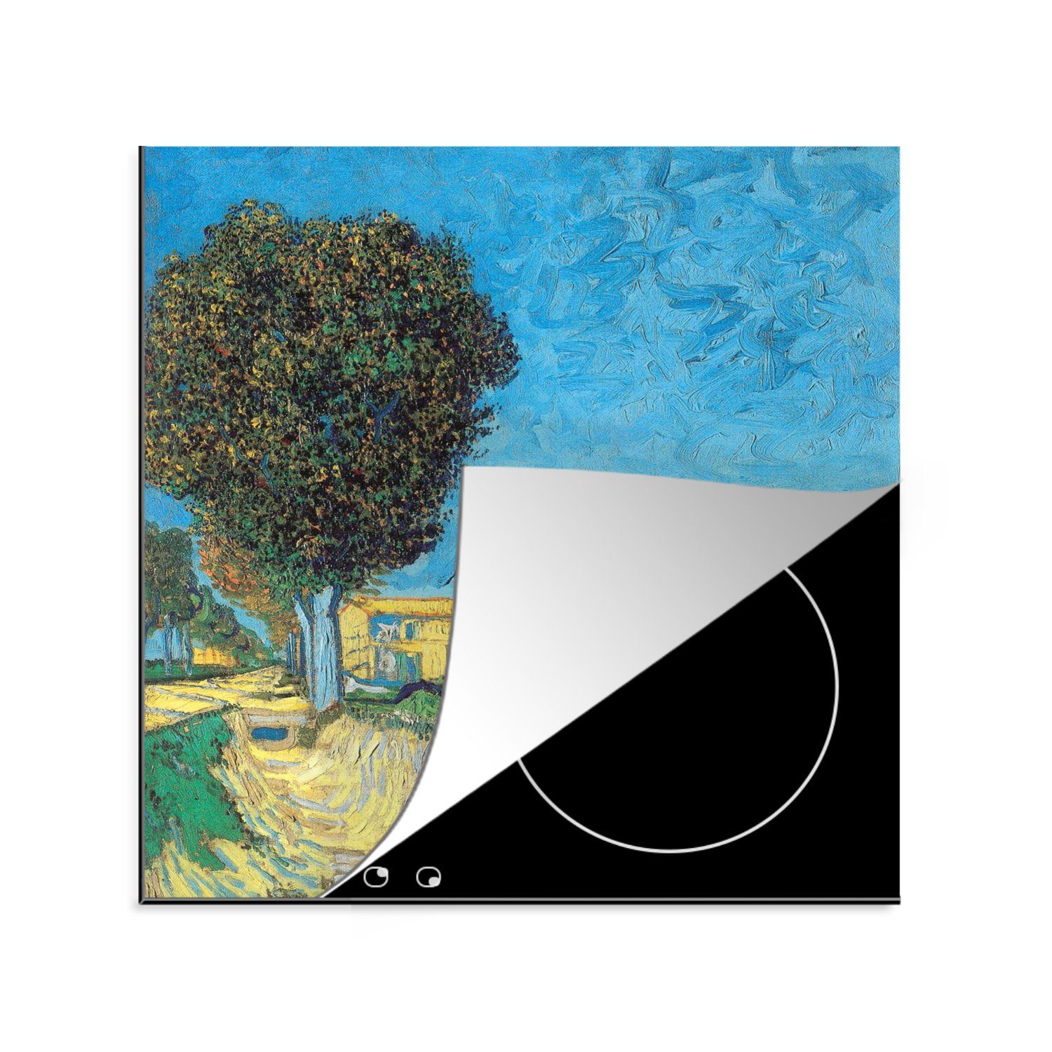 MuchoWow Herdblende-/Abdeckplatte Die Allee bei Arles - Vincent van Gogh, Vinyl, (1 tlg), 78x78 cm, Ceranfeldabdeckung, Arbeitsplatte für küche