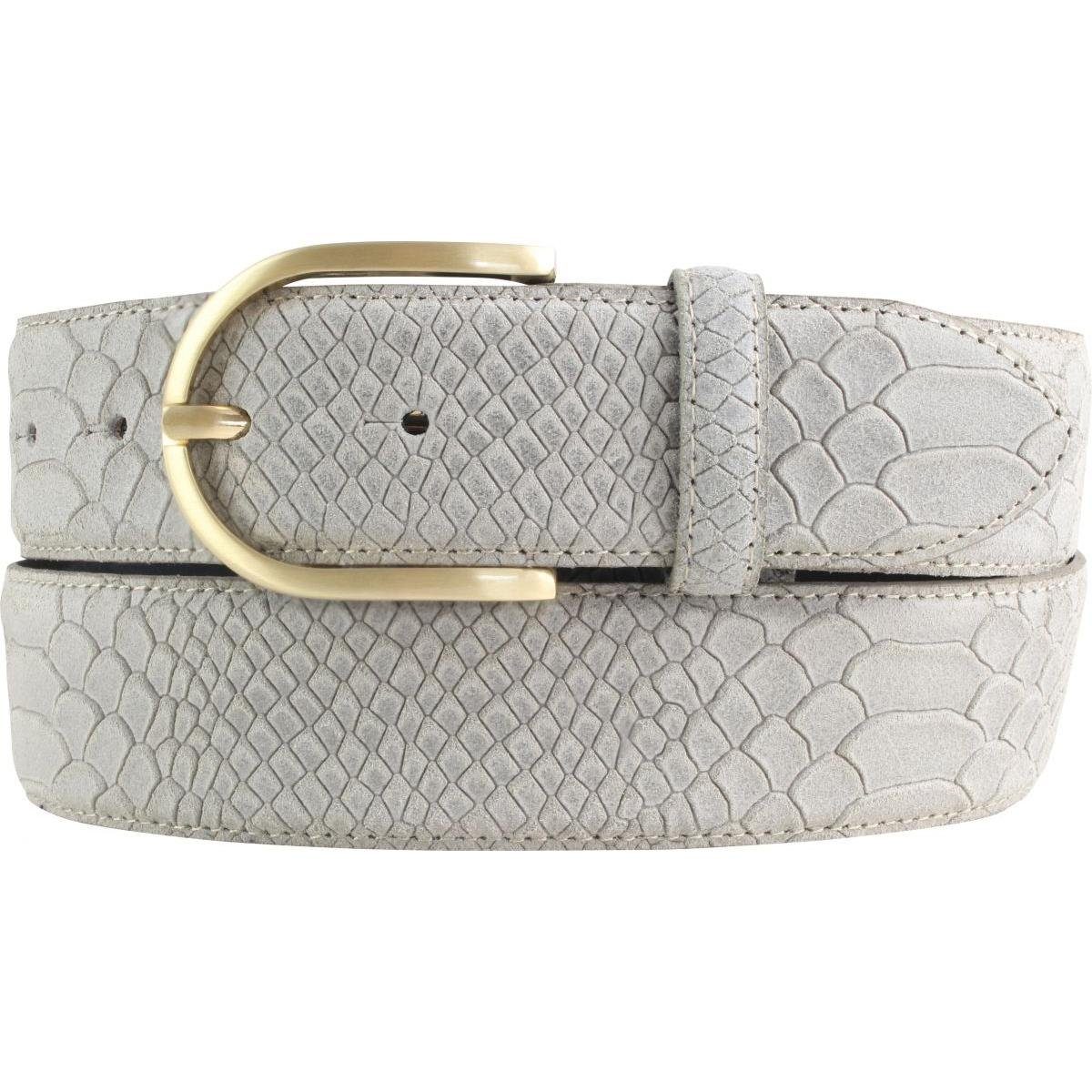 Ledergürtel Damen-Gürtel mit Pythonprägung 4 cm - Leder-Gürtel für Damen 40mm Schl