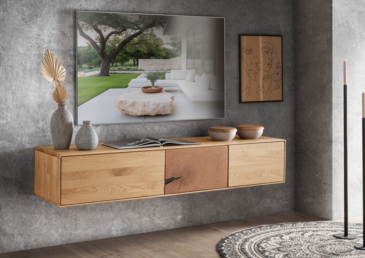Main Möbel TV-Schrank TV Board zum hängen 170cm "Belfast" Wildeiche massiv