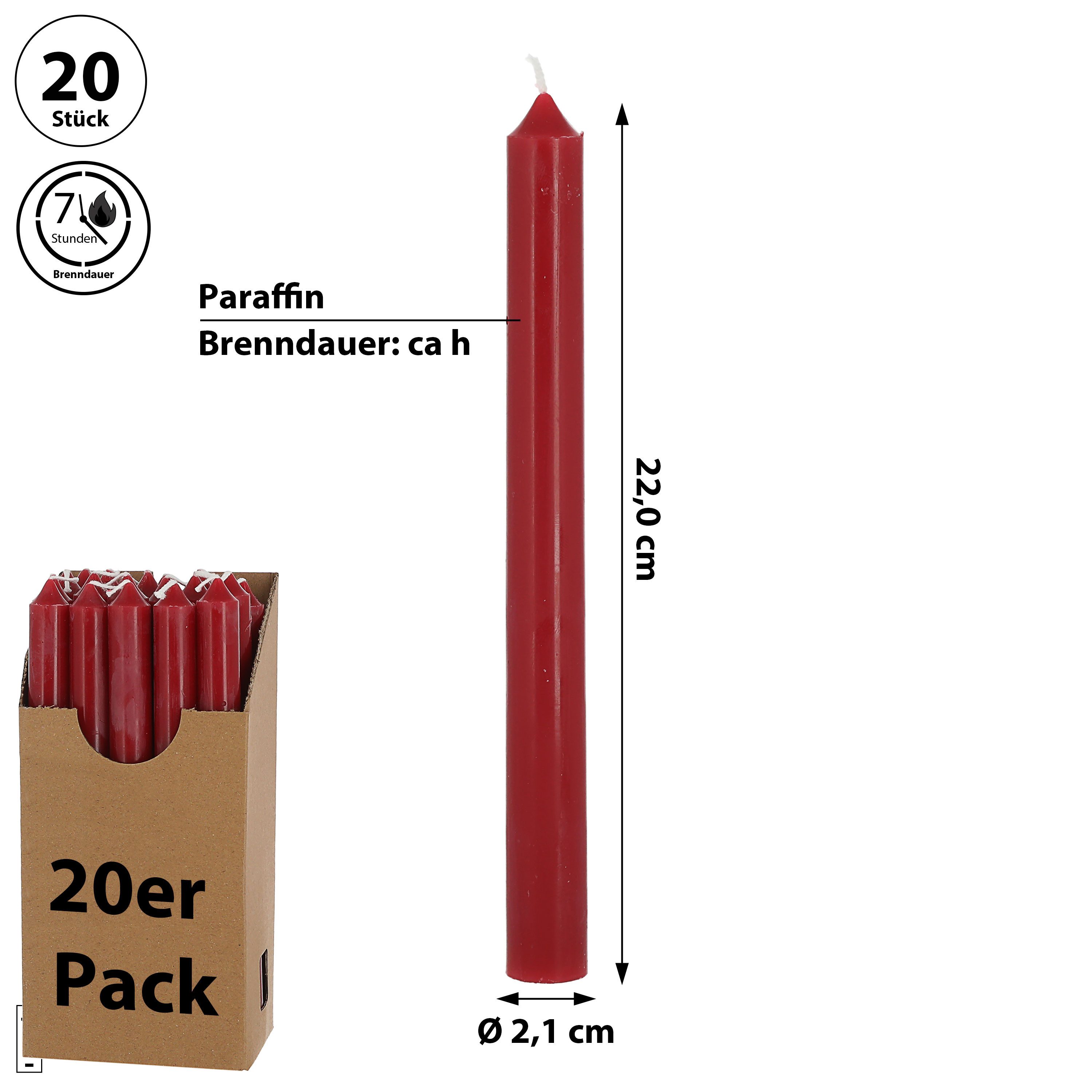 CEPEWA Tafelkerze Stabkerze 20er Set weinrot günstig online kaufen