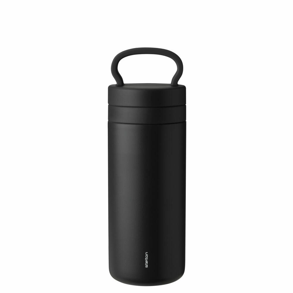 Stelton Thermobecher Tabi Black, 400 ml, Edelstahl, Kunststoff, Silikon