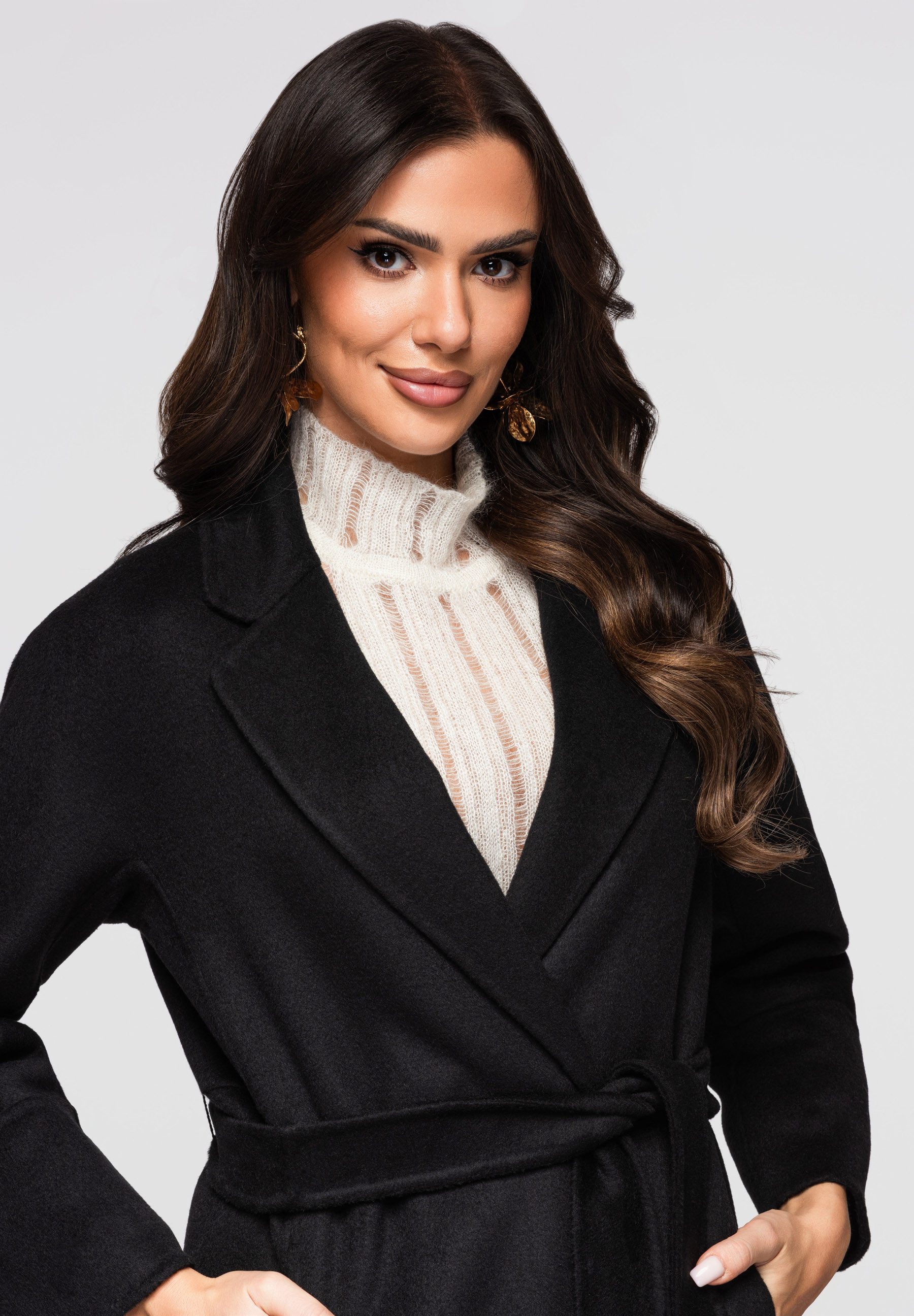 OMBRE Wintermantel Eleganter Damenmantel aus Wollmix günstig online kaufen