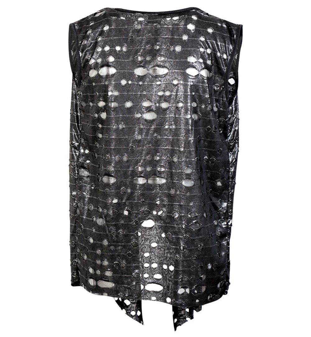 Fries Hexen-Kostüm Hexen Fetzenlook Weste Horror Halloween Silber Karneval Fasching