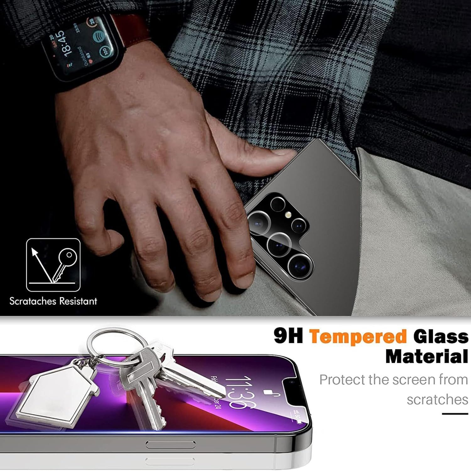 CLM-Tech Kameraschutzglas 2X Kameraschutz für Samsung Galaxy S24 Ultra Kameraglas kristallklar für Samsung Galaxy S24 Ultra, Galaxy S24 Ultra Linse Schutzglas 9 – Bild 3 von 5