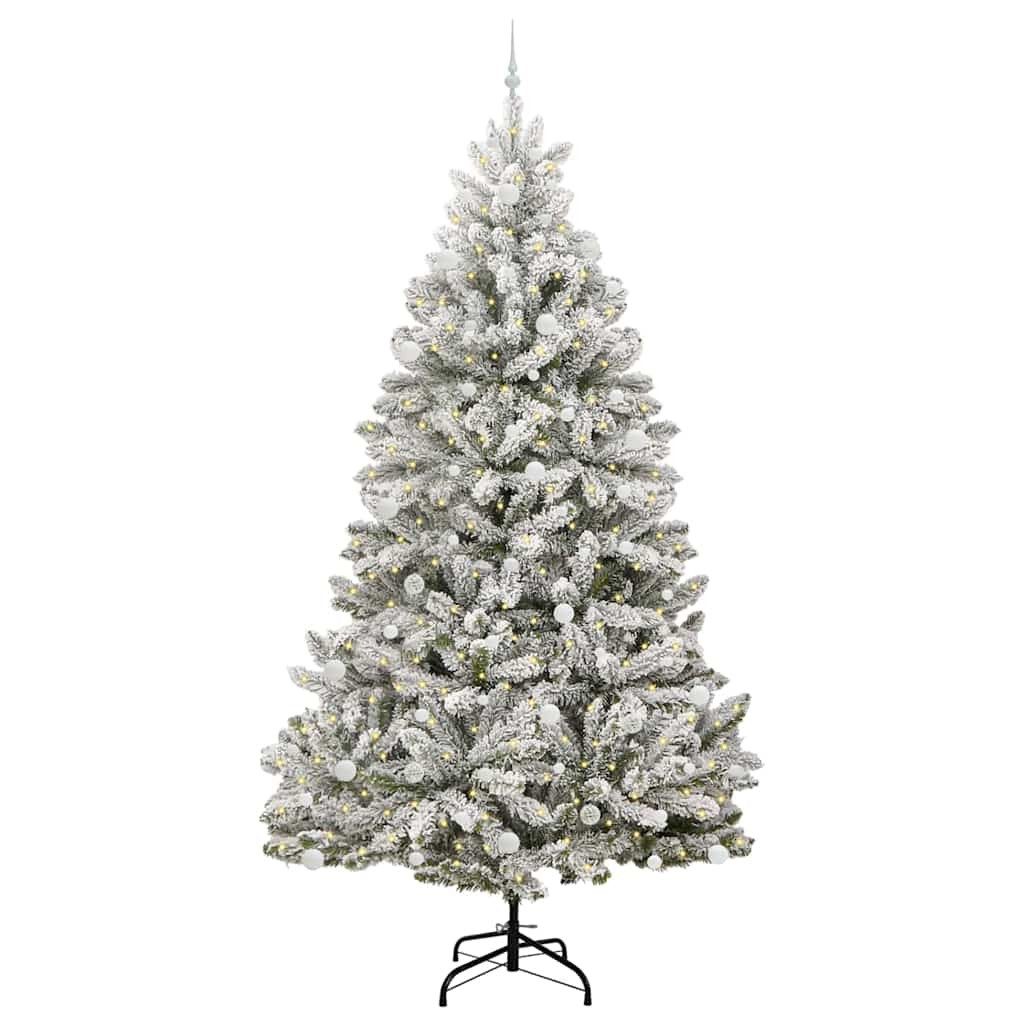 furnicato Künstlicher Weihnachtsbaum Grün und Weiß 270 cm PVC und Metall