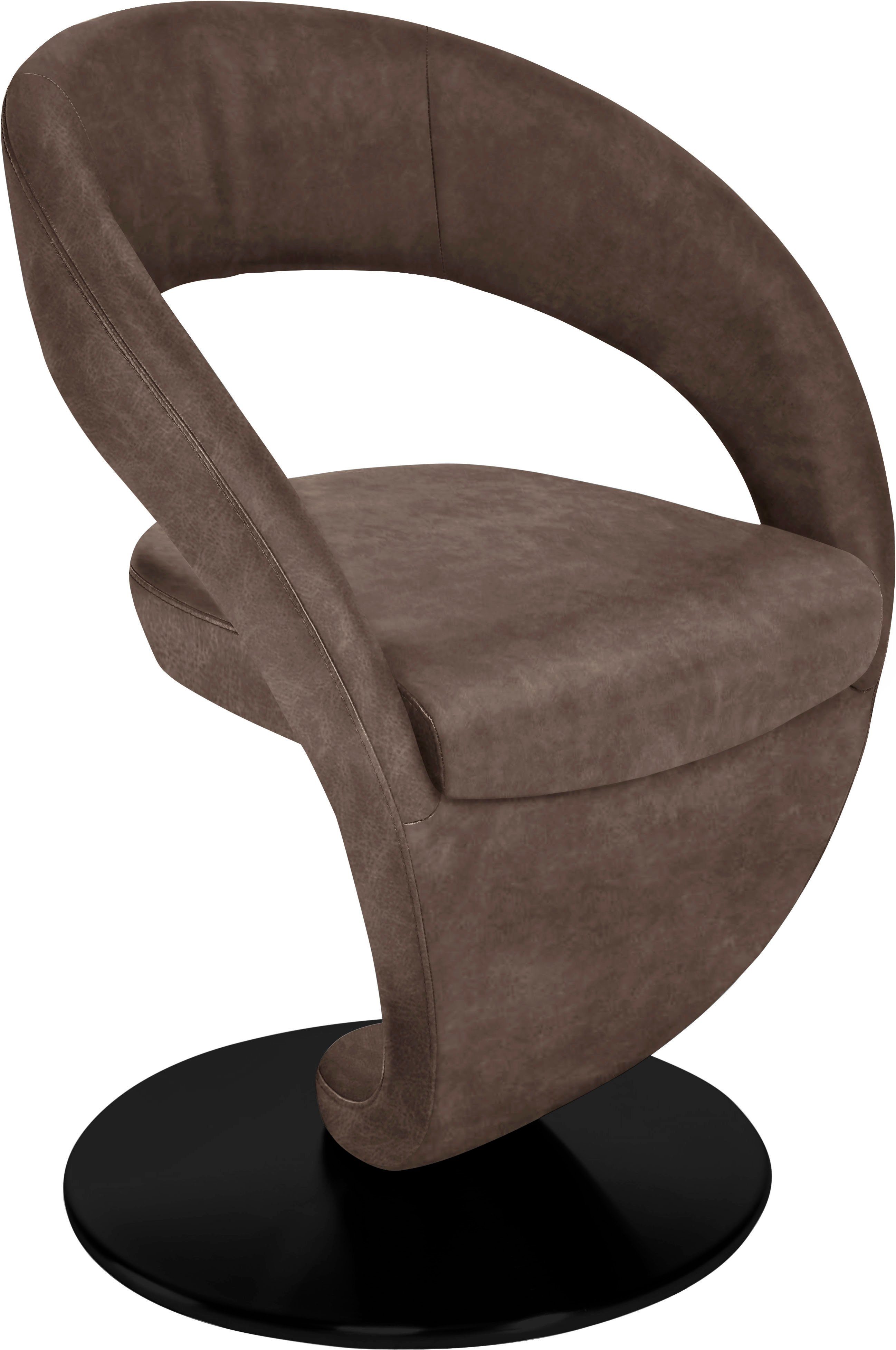 K+W Komfort & Wohnen Drehstuhl Wave, Design-Drehstuhl, schwarzer Drehteller