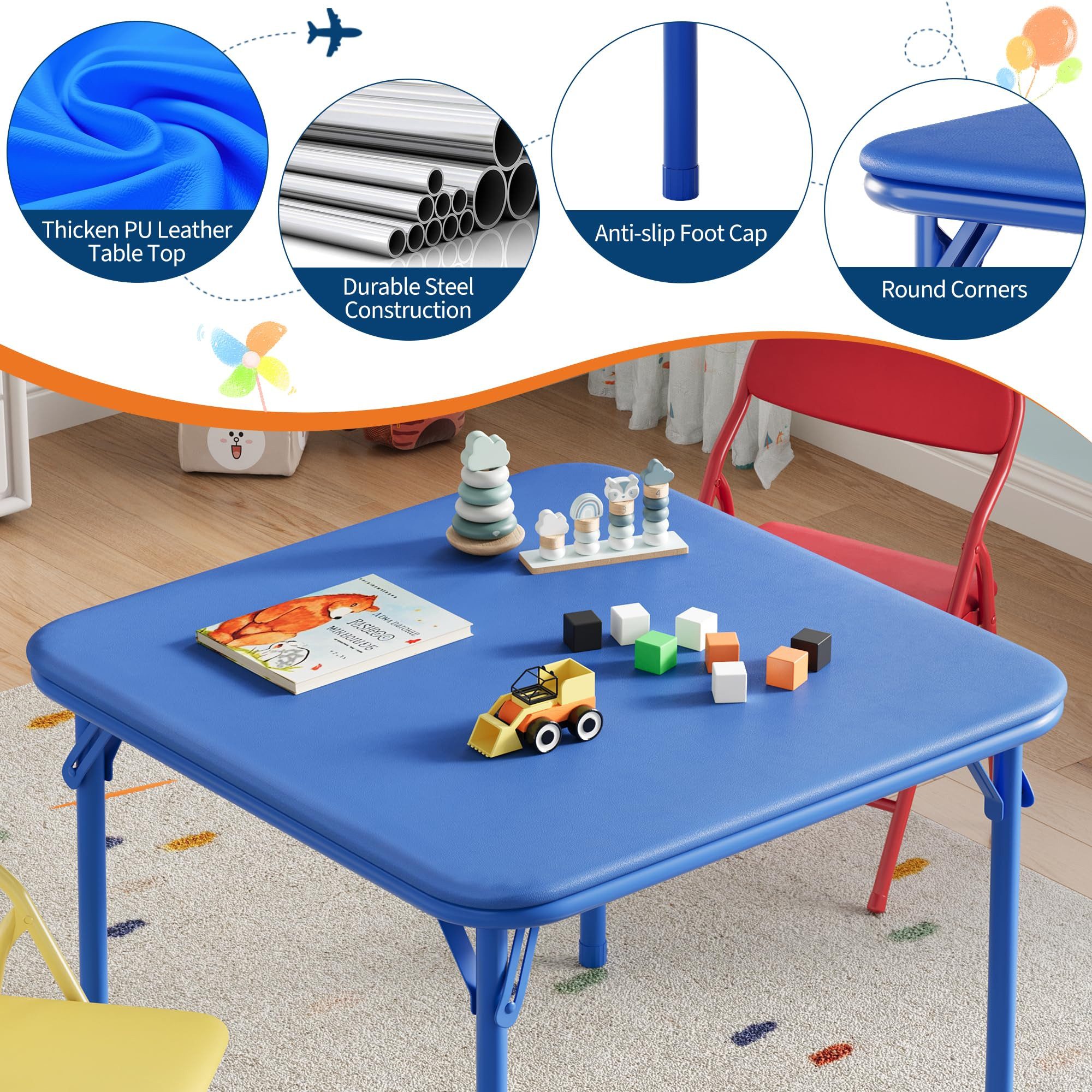 GarveeMore Kindertisch Klappbare Kinder Tisch 2 Stühle Set für Home Learnin günstig online kaufen