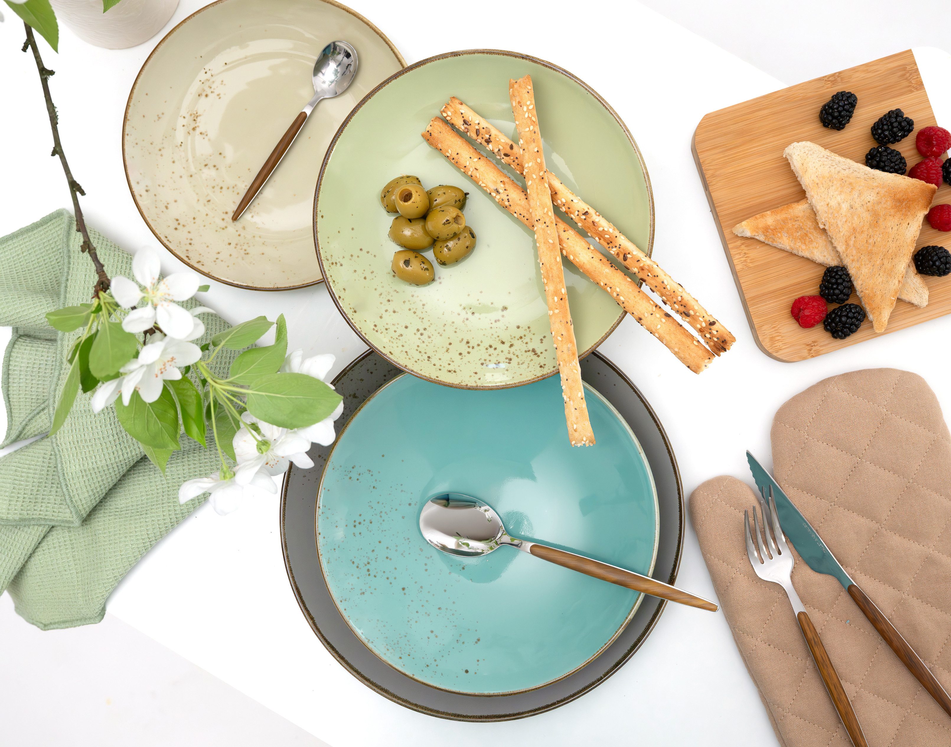 creaTable Tafelservice Geschirr-Set NATURE COLLECTION (12-tlg), 4 Personen, Steinzeug, Teller Set, Service, 12 Teile, für 4 Personen – Bild 5 von 5