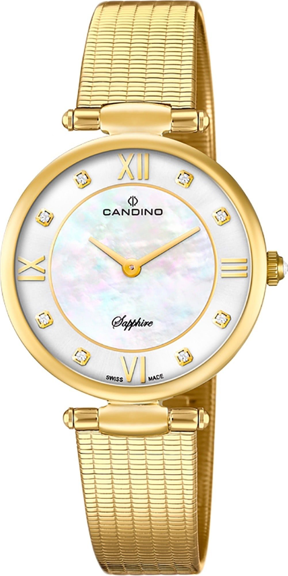 Candino Quarzuhr Fashion Edelstahlarmband rund, Quarzwerk Candino C4667/1, gold, Damen Uhr Armbanduhr Damen