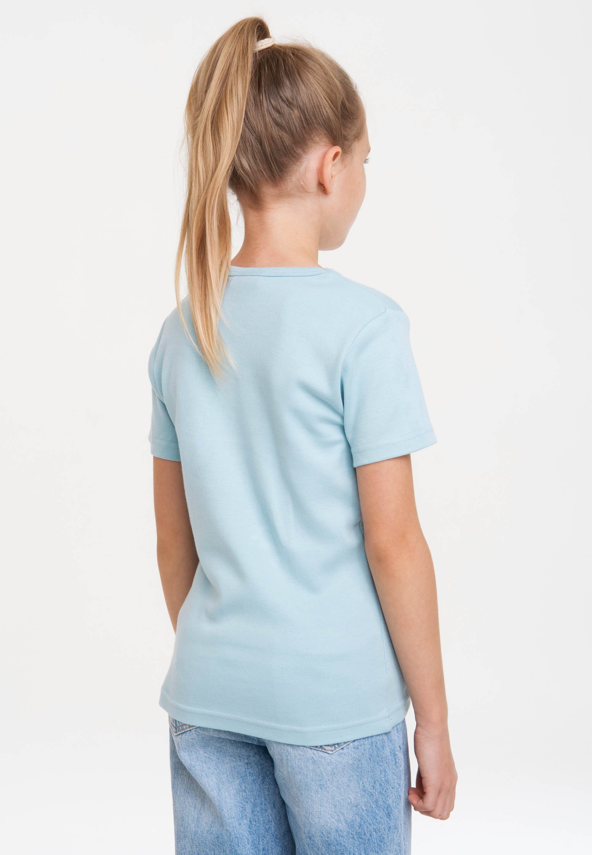 Originaldesign Maus Die LOGOSHIRT mit hellblau lizenziertem T-Shirt
