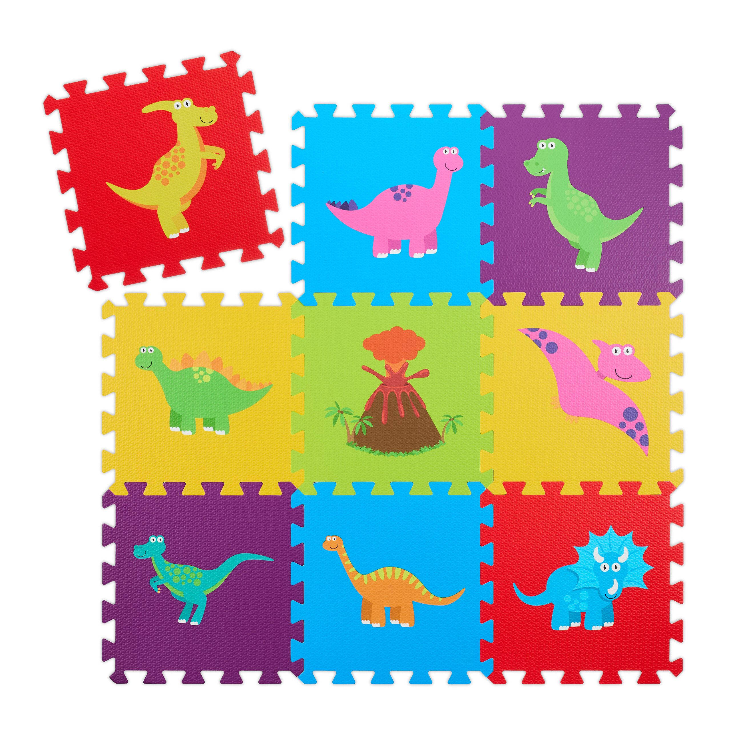 relaxdays Spielmatte Puzzlematte Dinosaurier bunt (9-St)