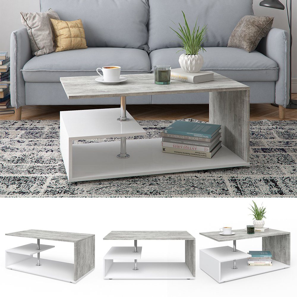 Vicco Couchtisch Guillermo, Weiß/Beton, 91 x günstig online kaufen