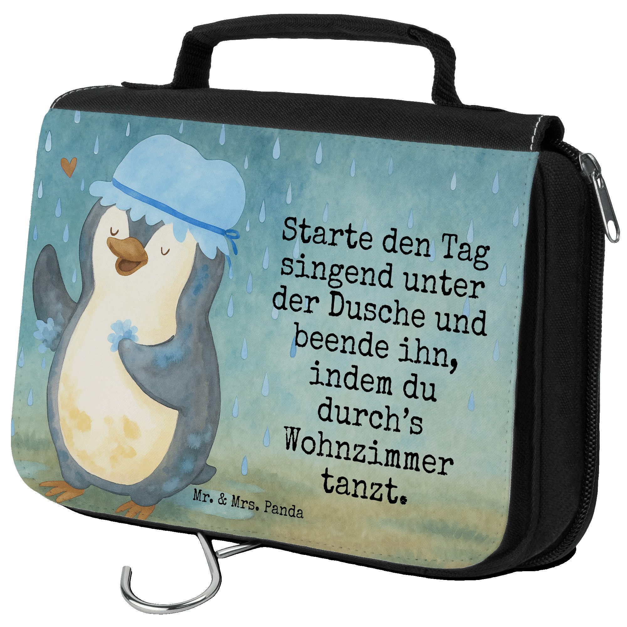 Kulturbeutel Pinguin Duschen Design, kulturtäschchen, Weiß, Kulturbeutel, Motivati