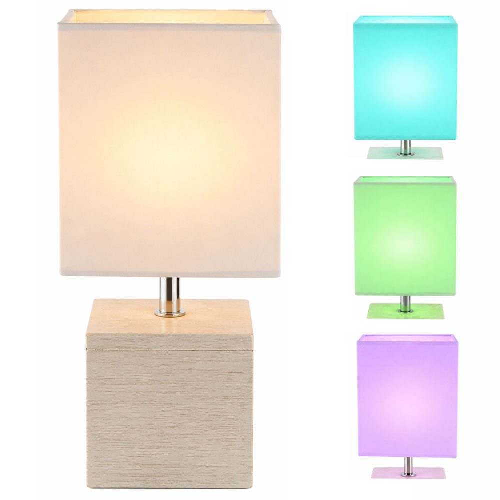 GLOBO LIGHTING LED Tischleuchte, Leuchtmittel inklusive, Warmweiß, Farbwechsel, Tisch Lampe Fernbedienung Wohn Zimmer Textil Lese Lampe dimmbar im Set