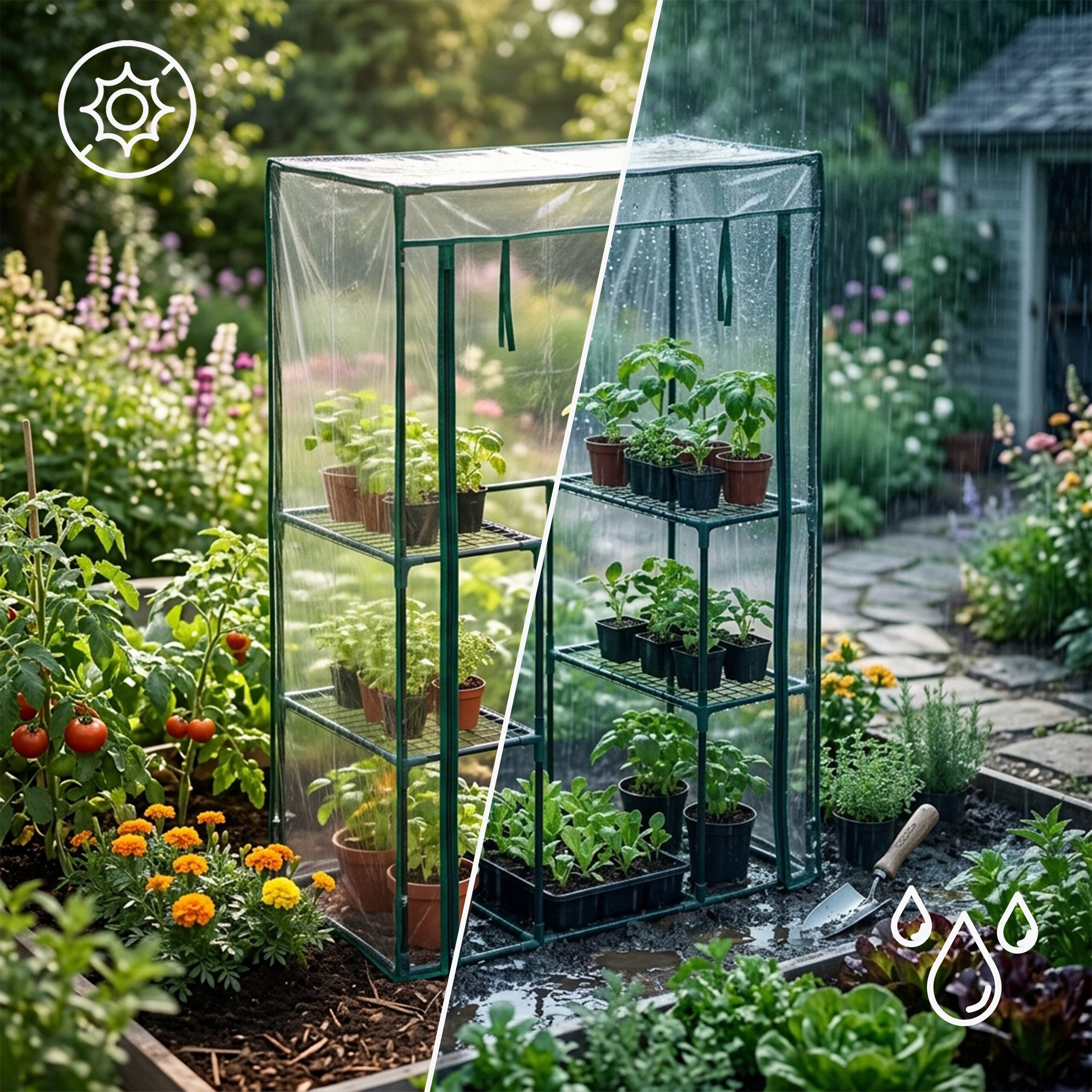 relaxdays Tomatengewächshaus für Garten und Balkon, BxTxH: 100 x 50 x 150 cm, BxLxH: 100 x 50 x 150 cm, 1-St., PVC – Bild 5 von 5