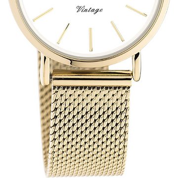 OOZOO Quarzuhr Oozoo Unisex Armbanduhr gold Analog, (Analoguhr), Damen, Herrenuhr rund, klein (ca 28mm) Edelstahlarmband, Elegant-Style