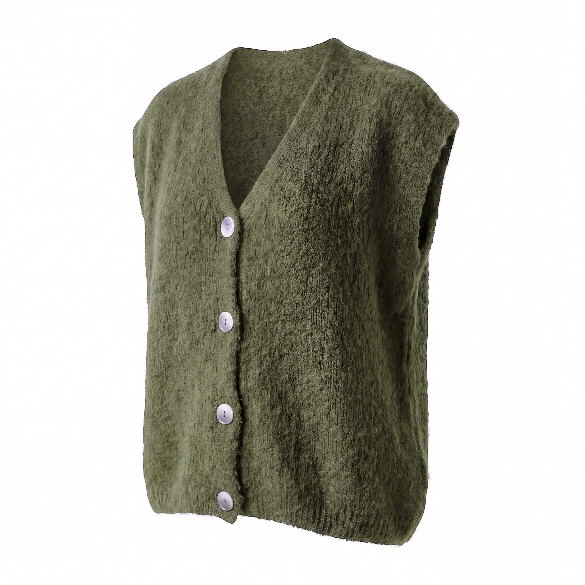 OriginalYou Strickweste Kurzweste Damen Flauschige Oversize-Weste V-Ausschnitt Oversize Look, geeignet für die Größe 38/42