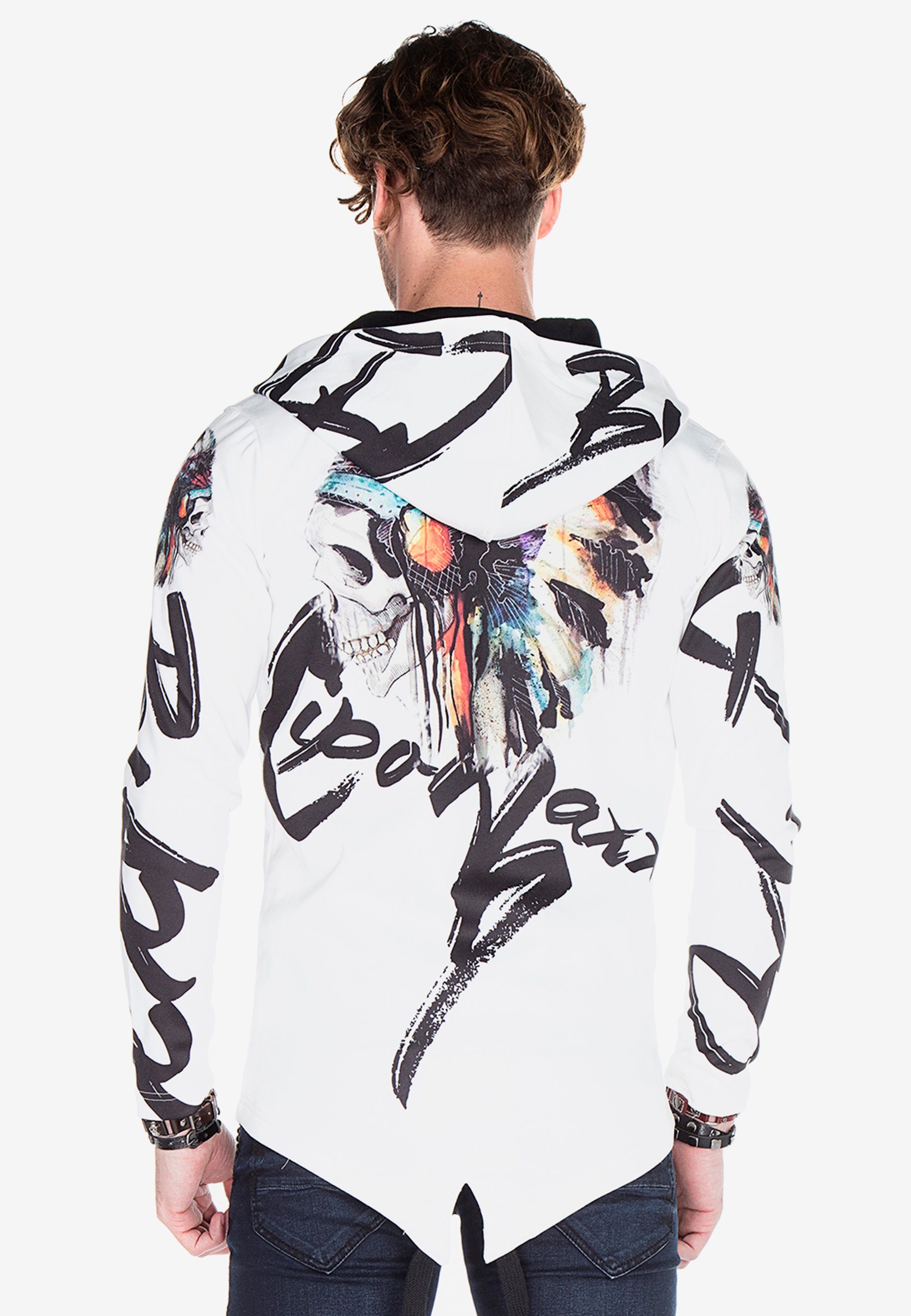 Cipo & Baxx weiß-mehrfarbig Print mit coolem Sweatjacke