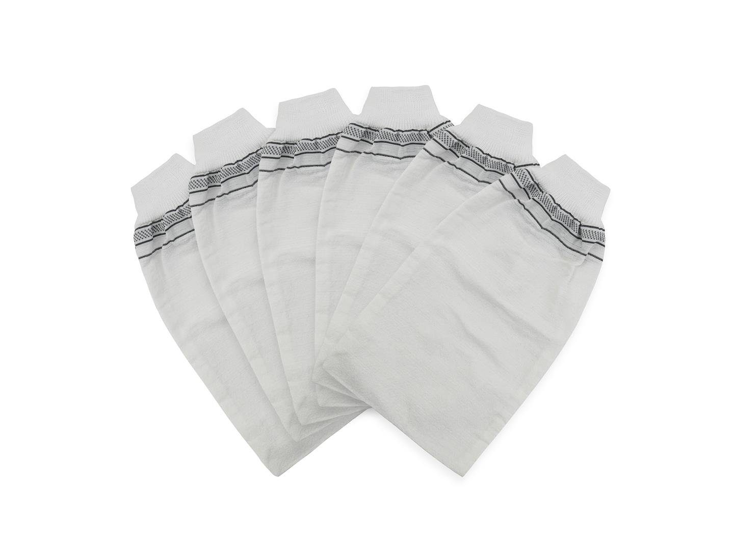 my Hamam Waschhandschuh Peeling Handschuh Kese Kelebek dünn, weiß, Viskose, Polyester (Spar-Set, 12-St), mit elastischem Bund, Peeling & Reinigung der Haut