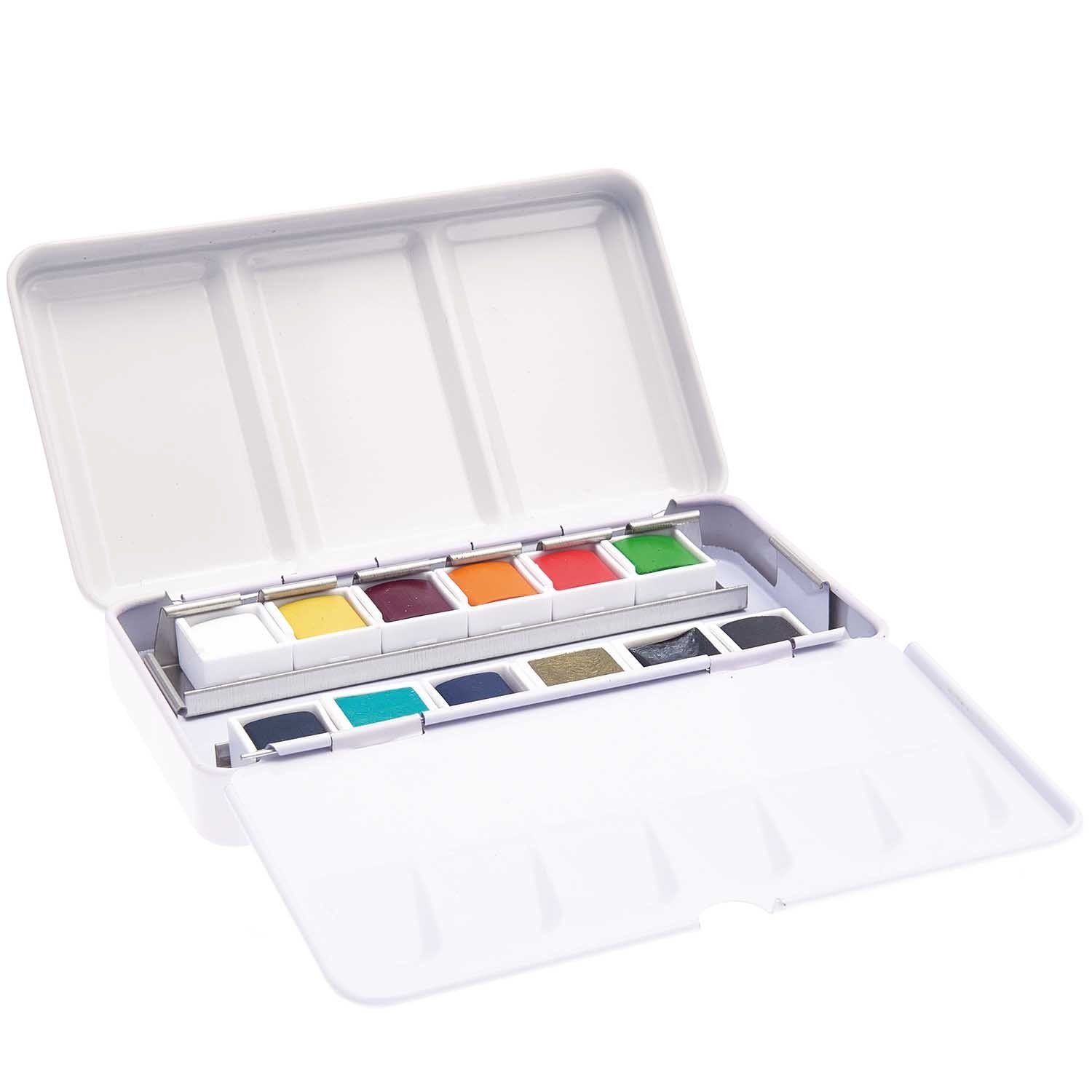 Rico Design Aquarellfarbe ART Essential Aquarellfarben, 12 Farben inklusive Metallkasten 12,5 cm x 7 cm Regenbogen