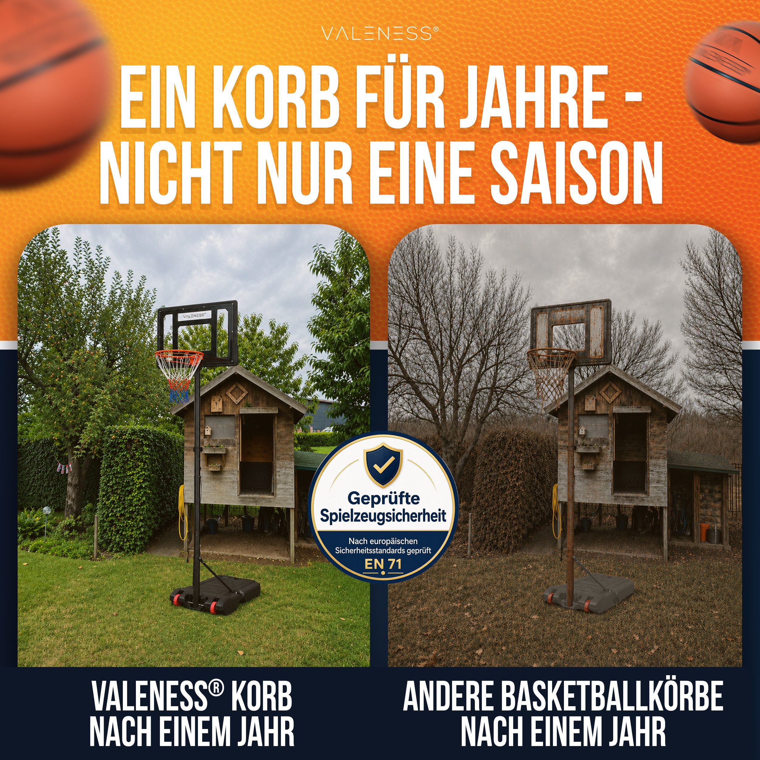 VALENESS Basketballkorb VALENESS® Basketballständer Outdoor - verstellbar [135 bis 305 cm] (1-St)